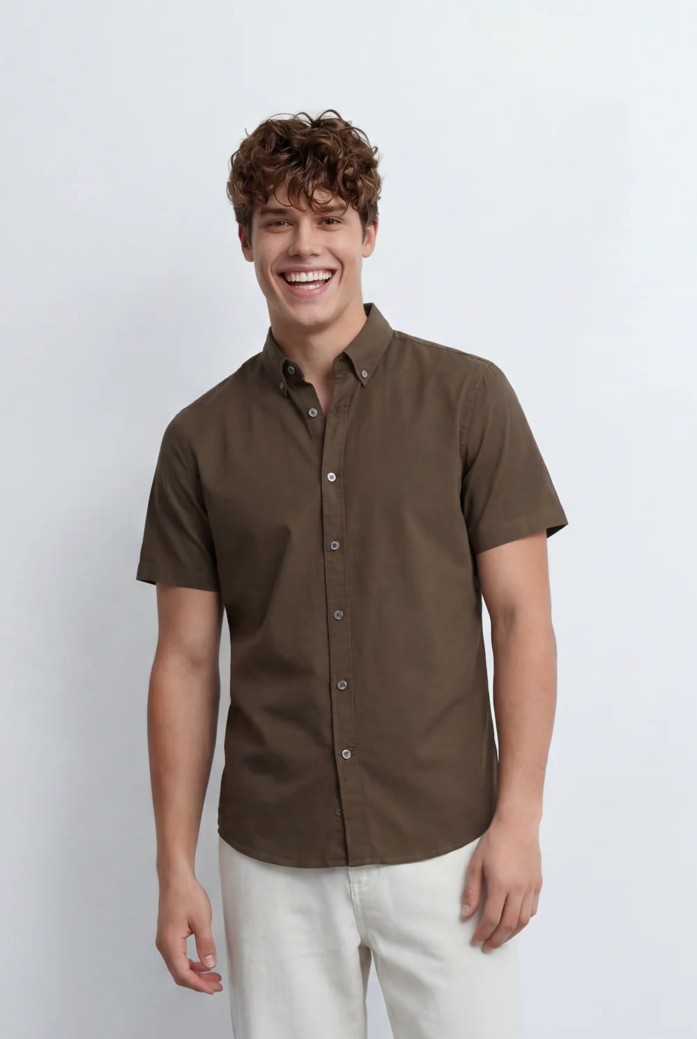 Men’s Tomato Store Button Down Shirt Classic Collar Design Short Sleeves Tailored Regular Fit - Image 5