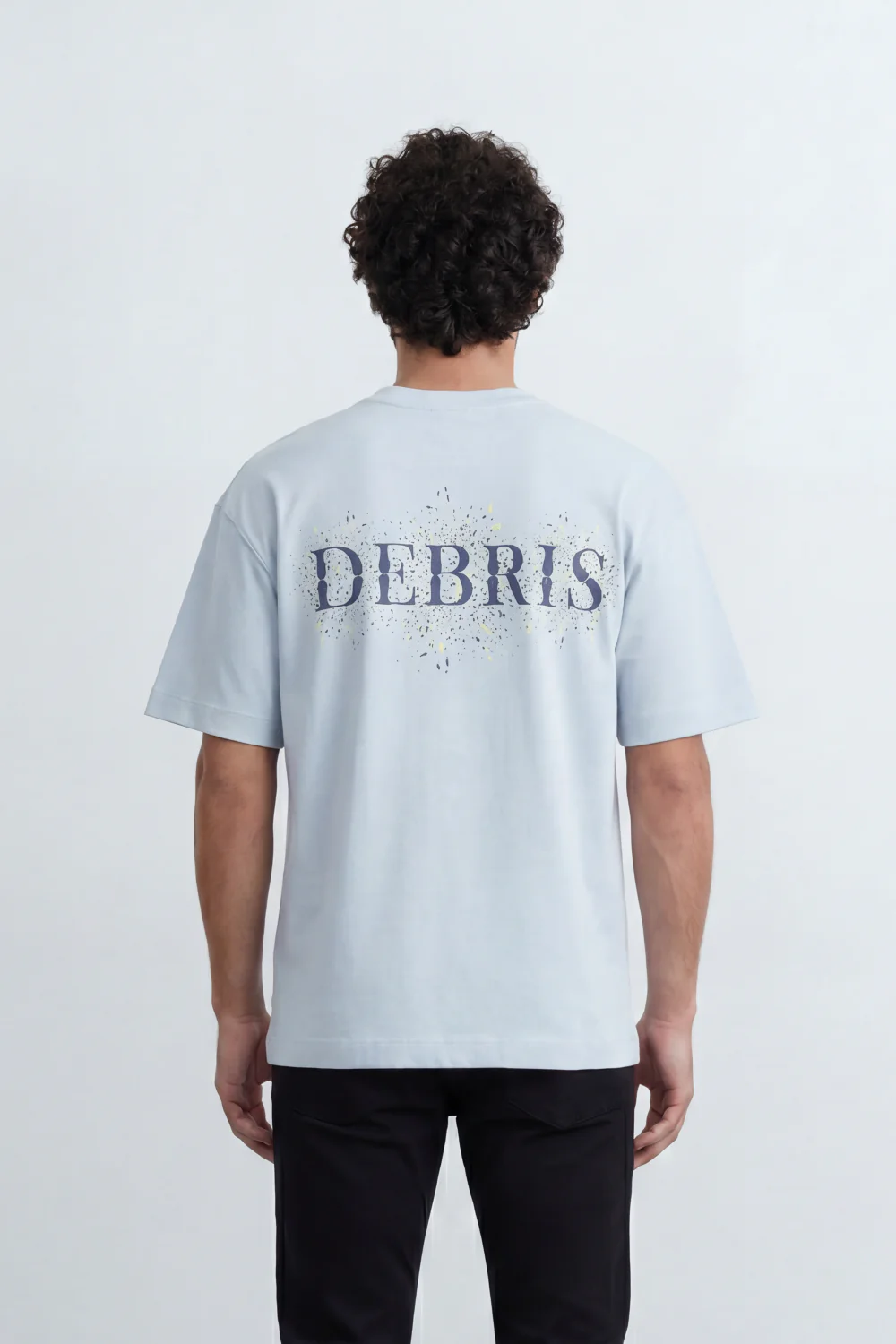 Men’s Tomato Store Debris Splash Back Print T-Shirt Texture Solid Dyed Surface Front Minimal Finish Large Back Typography Relaxed Fit - Image 10