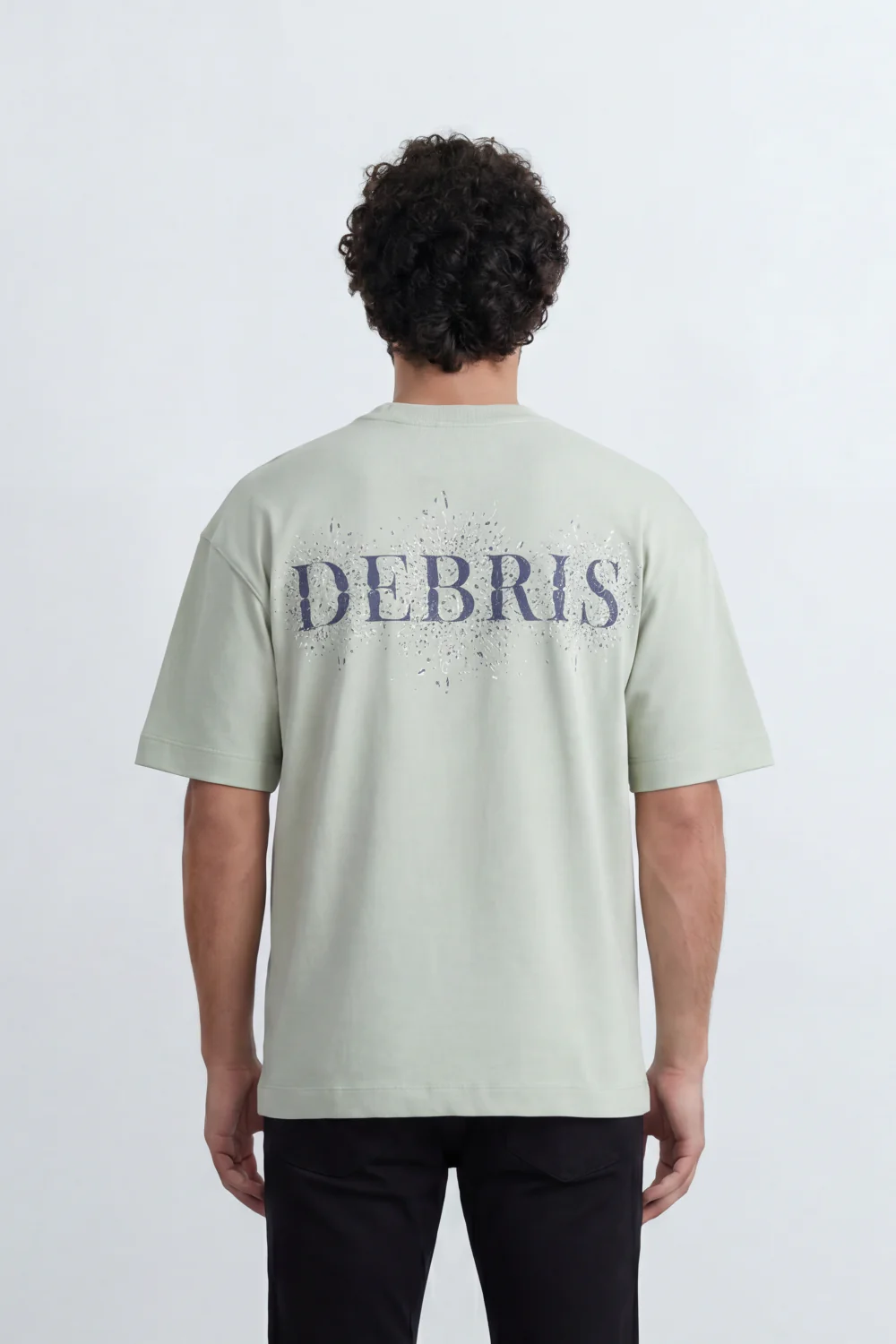 Men’s Tomato Store Debris Splash Back Print T-Shirt Texture Solid Dyed Surface Front Minimal Finish Large Back Typography Relaxed Fit - Image 14