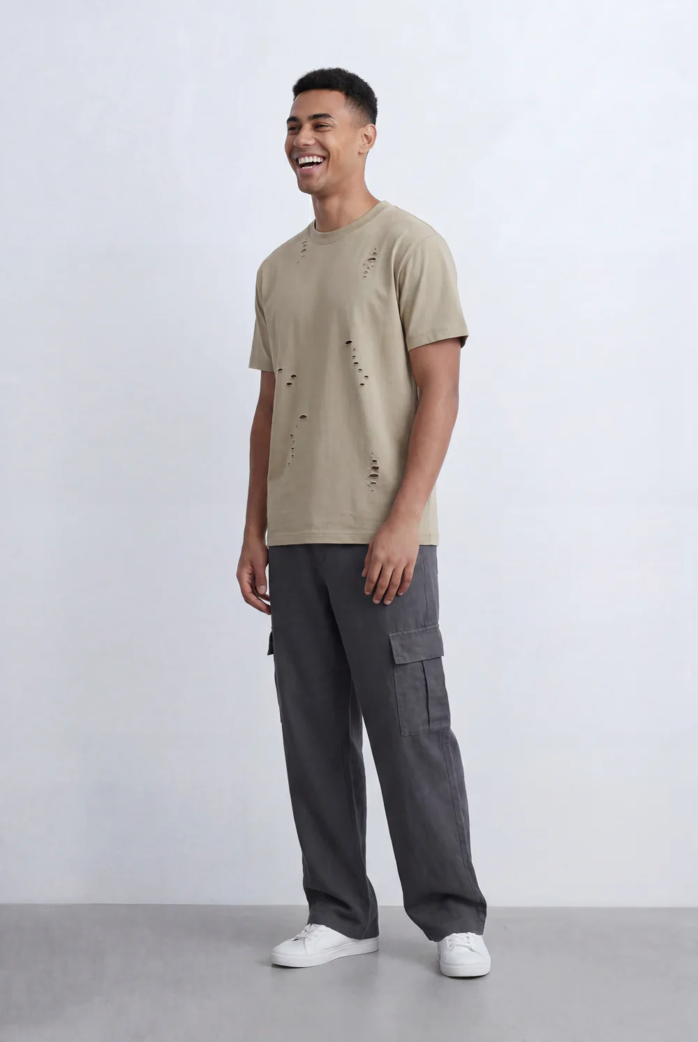 Men’s Tomato Store Distressed T-Shirt Subtle Ripped Details Relaxed Fit - Image 11