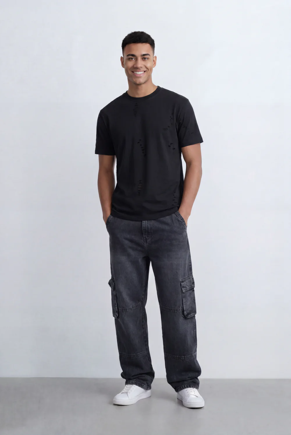 Men’s Tomato Store Distressed T-Shirt Subtle Ripped Details Relaxed Fit - Image 3