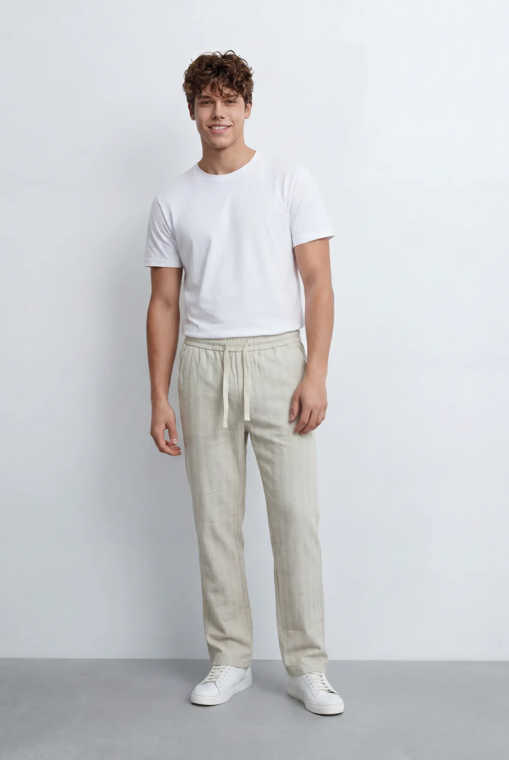 Men’s Tomato Store Drawstring Linen Pants Textured Finish Relaxed Straight Leg Fit - Image 11