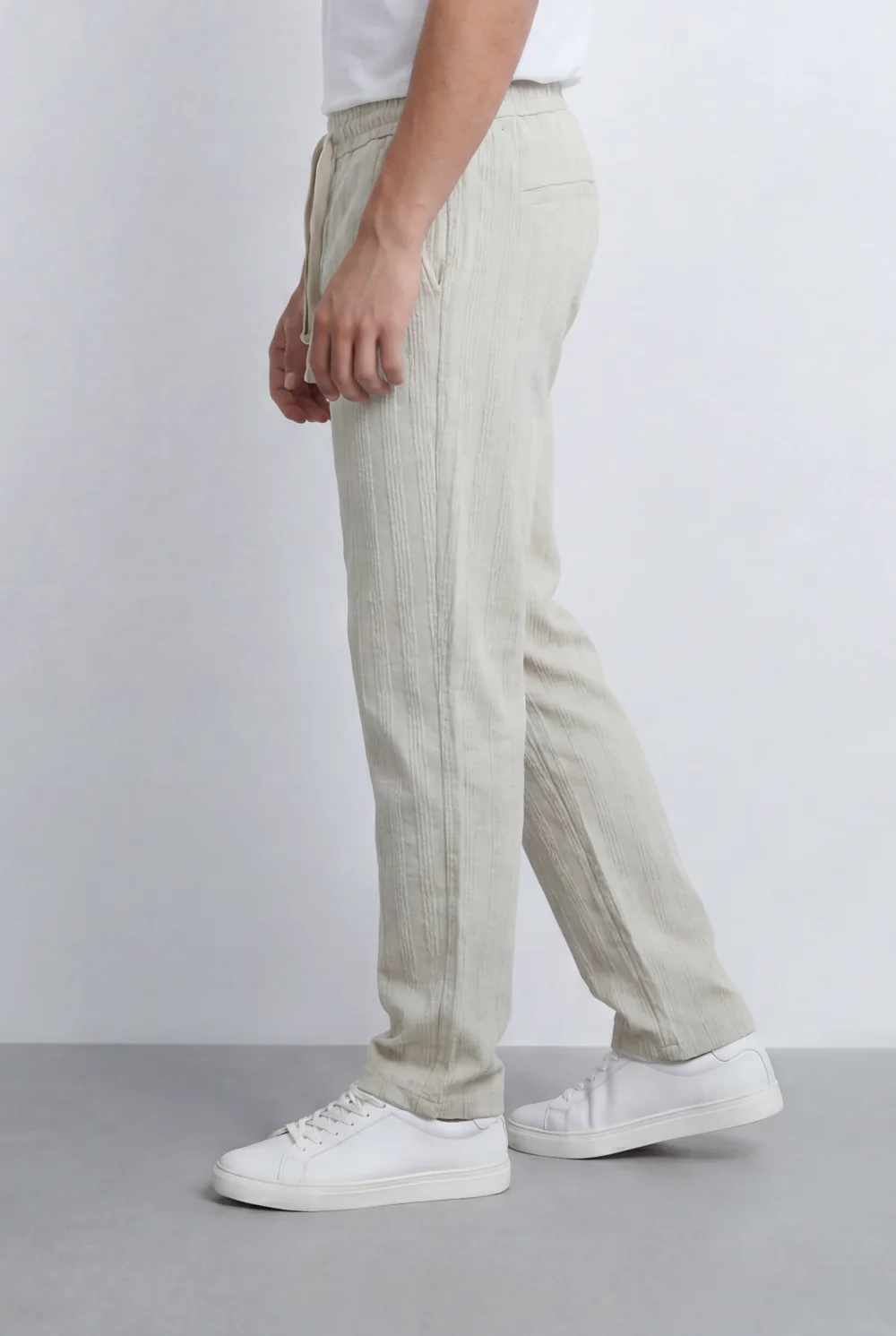 Men’s Tomato Store Drawstring Linen Pants Textured Finish Relaxed Straight Leg Fit - Image 12