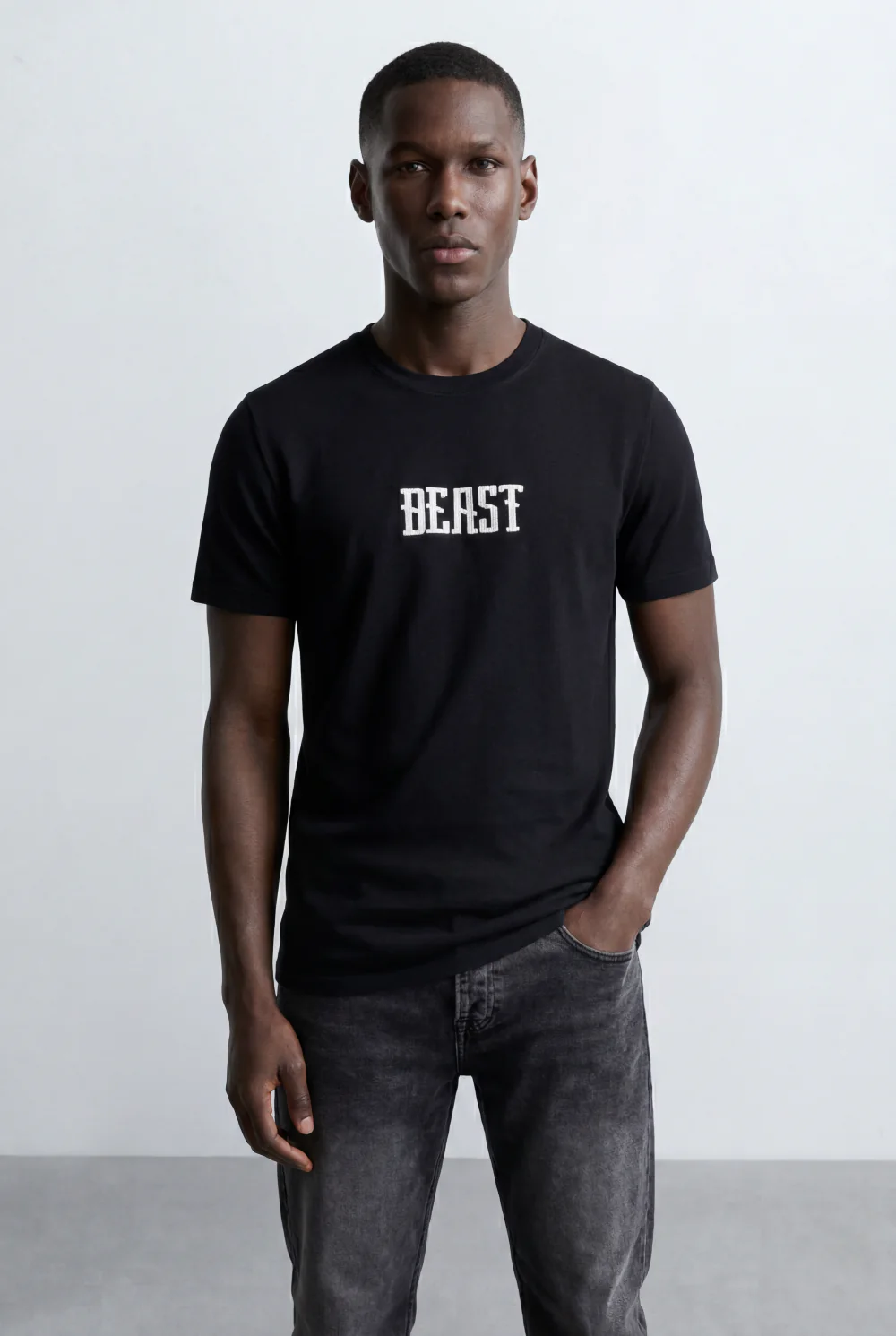 Men’s Tomato Store Embossed Logo Tee Tonal Front Detail Subtle Raised Text - Image 7