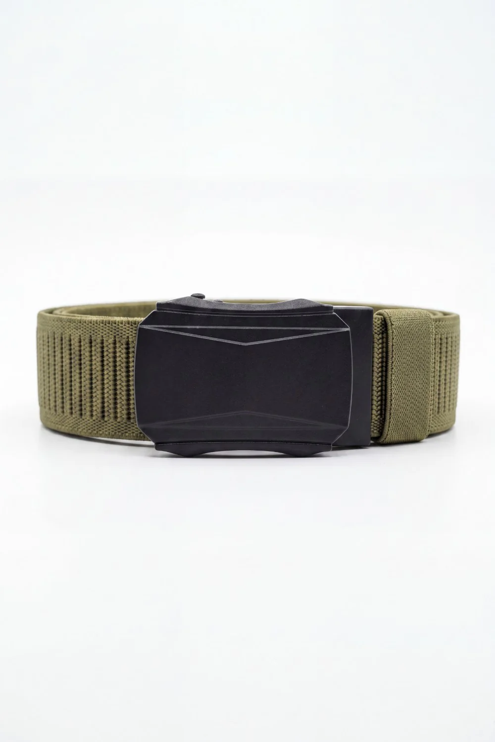 Men’s Tomato Store Faceted Buckle Web Belt With Stretch Woven Strap Push Lock Closure - Image 14