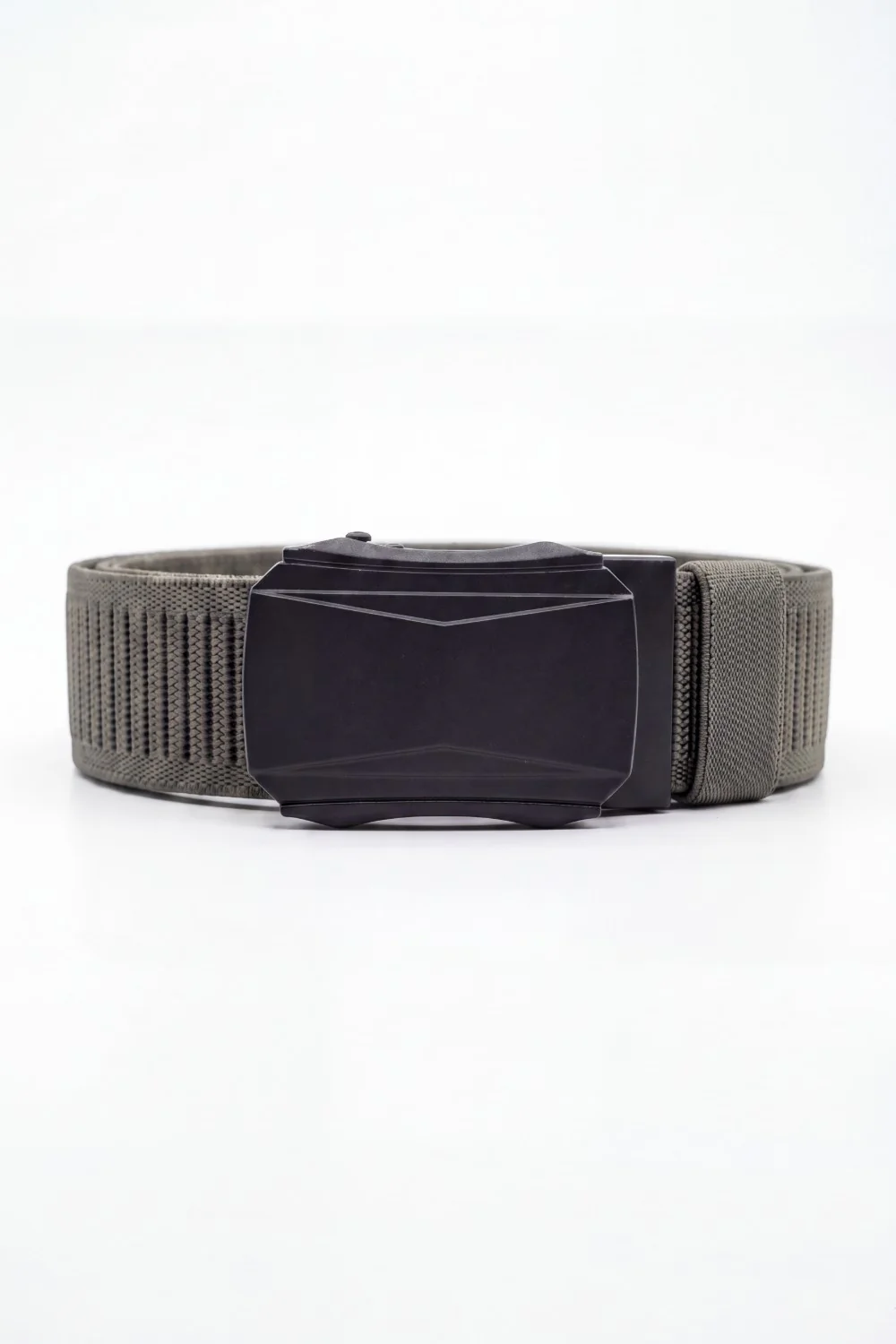Men’s Tomato Store Faceted Buckle Web Belt With Stretch Woven Strap Push Lock Closure - Image 2