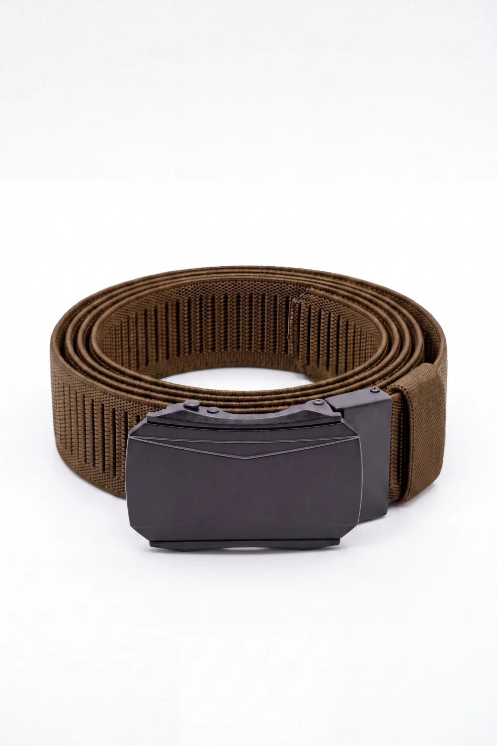 Men’s Tomato Store Faceted Buckle Web Belt With Stretch Woven Strap Push Lock Closure - Image 7