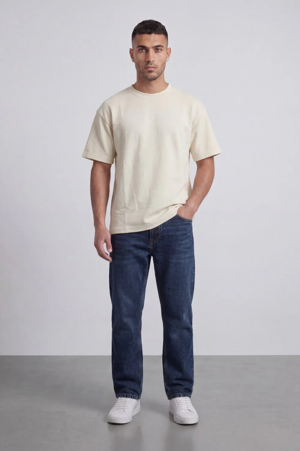Men’s Tomato Store Fine Rib Texture T-Shirt Shaped Crew Neck Drop Shoulder Oversized Fit - Image 11