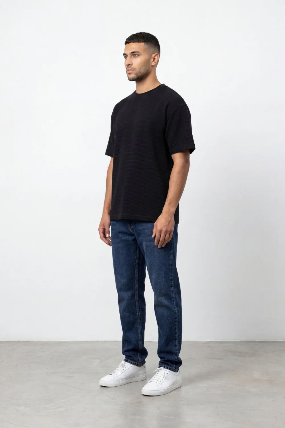 Men’s Tomato Store Fine Rib Texture T-Shirt Shaped Crew Neck Drop Shoulder Oversized Fit - Image 4