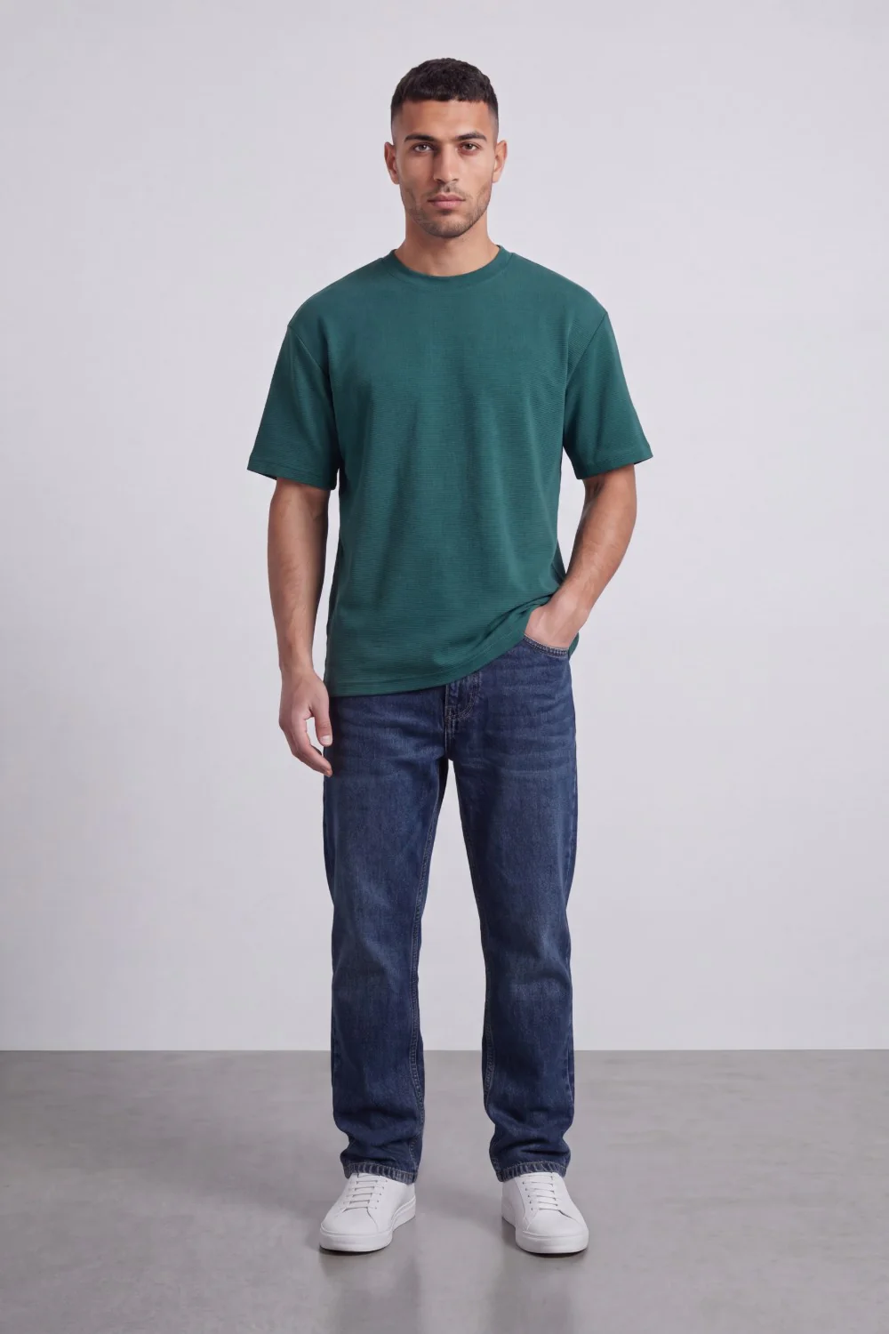 Men’s Tomato Store Fine Rib Texture T-Shirt Shaped Crew Neck Drop Shoulder Oversized Fit - Image 7
