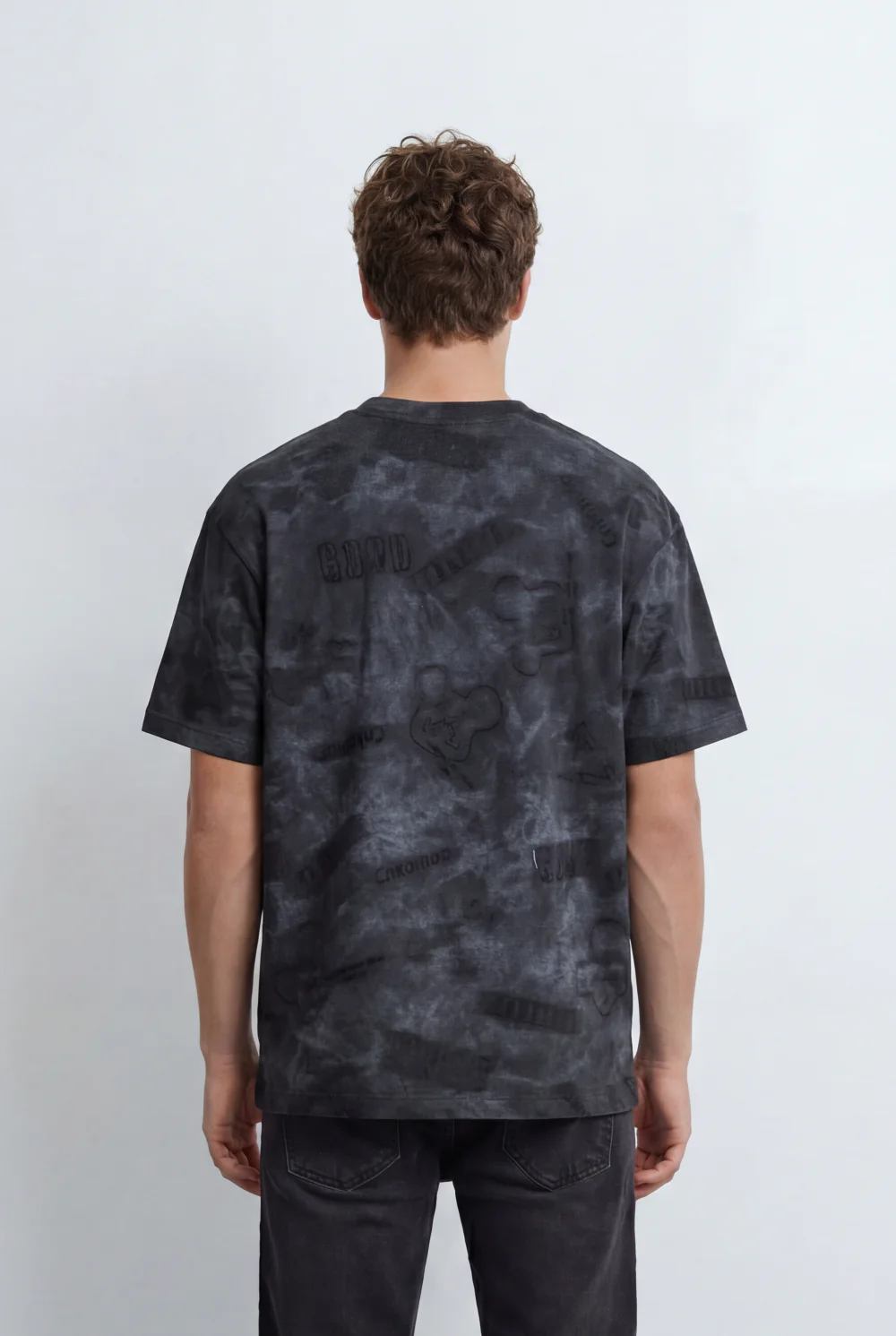 Men’s Tomato Store Graphic T-Shirt Tonal All Over Print Cloud Wash Finish Relaxed Fit - Image 2
