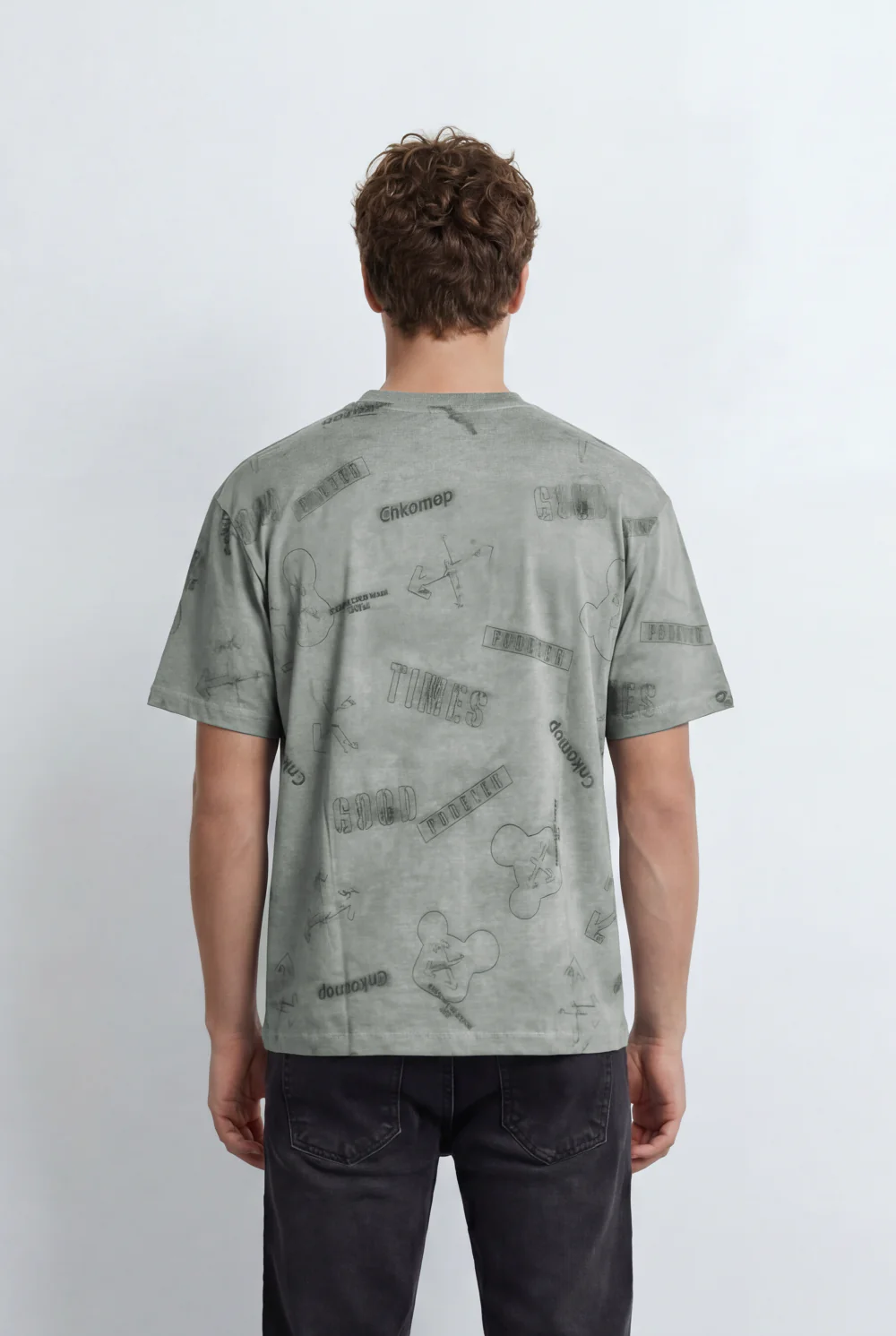 Men’s Tomato Store Graphic T-Shirt Tonal All Over Print Cloud Wash Finish Relaxed Fit - Image 6