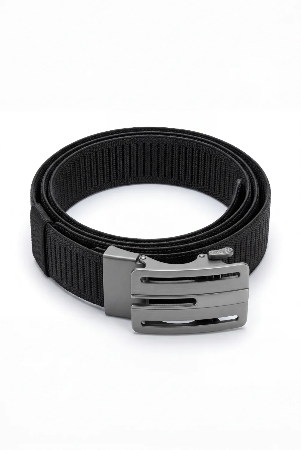 Men’s Tomato Store Industrial Web Belt Brushed Metal Cutout Buckle Structured Frame Design - Image 2