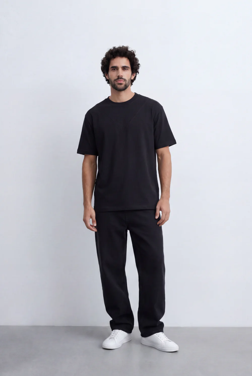 Men’s Tomato Store Layered V Neck T-Shirt Double Seam Front Yoke Detail Clean Minimal Relaxed Fit - Image 4