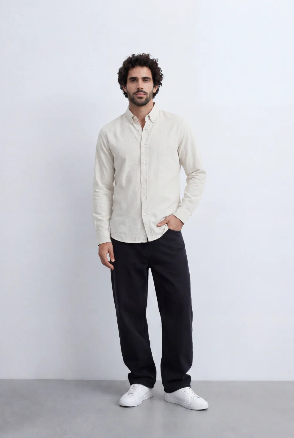 Men’s Tomato Store Linen Touch Shirt Natural Melange Texture Button Down - Image 12