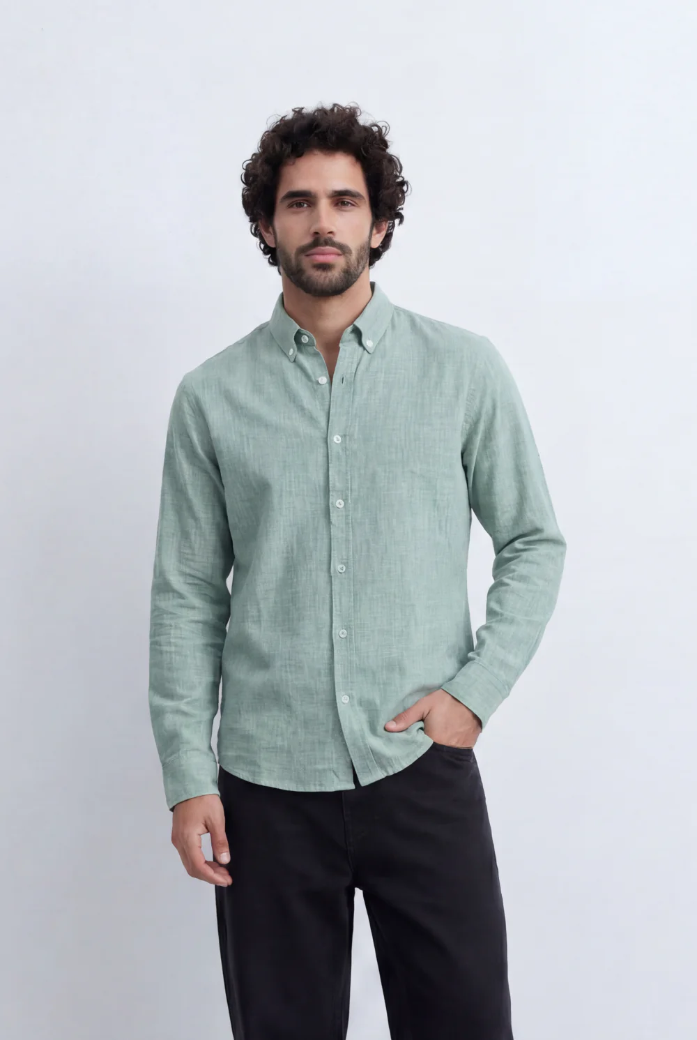 Men’s Tomato Store Linen Touch Shirt Natural Melange Texture Button Down - Image 17