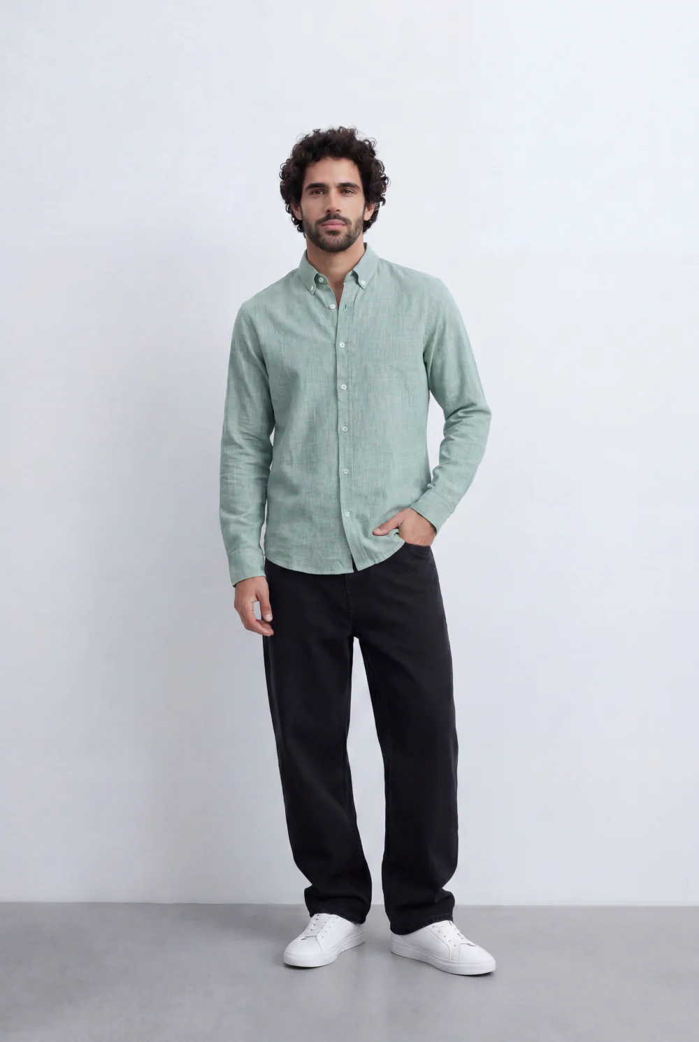 Men’s Tomato Store Linen Touch Shirt Natural Melange Texture Button Down - Image 19
