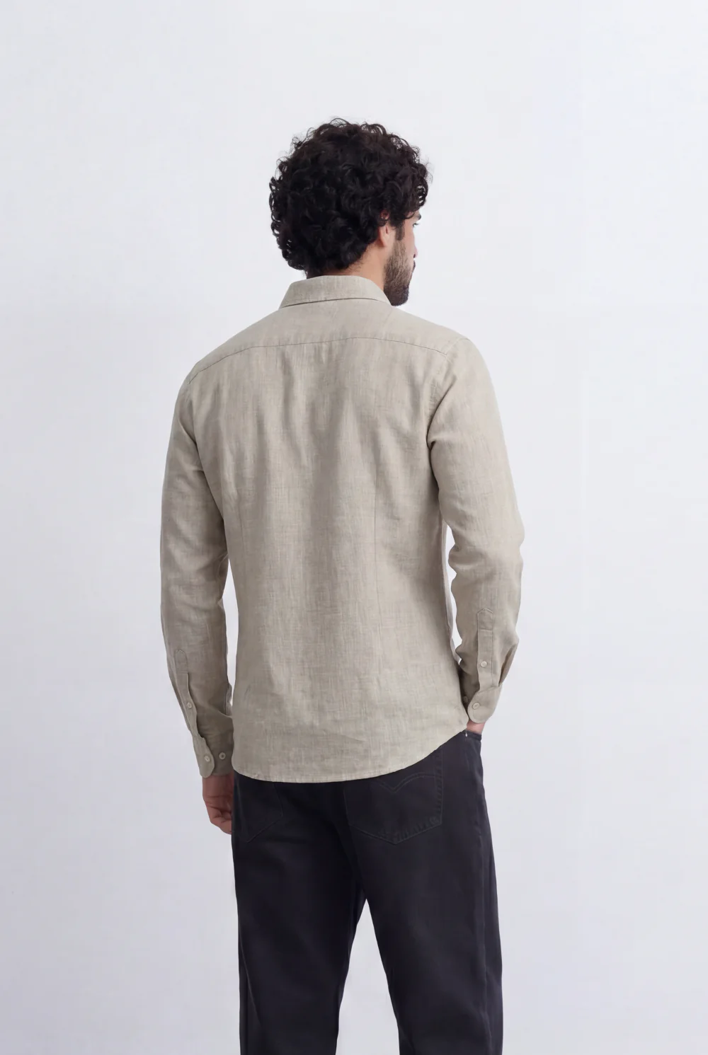 Men’s Tomato Store Linen Touch Shirt Natural Melange Texture Button Down - Image 2