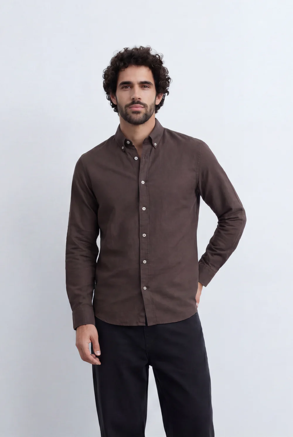 Men’s Tomato Store Linen Touch Shirt Natural Melange Texture Button Down - Image 5