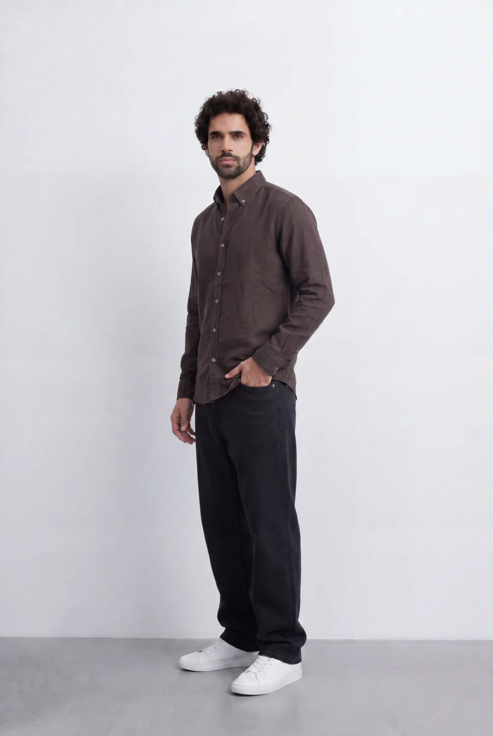 Men’s Tomato Store Linen Touch Shirt Natural Melange Texture Button Down - Image 8