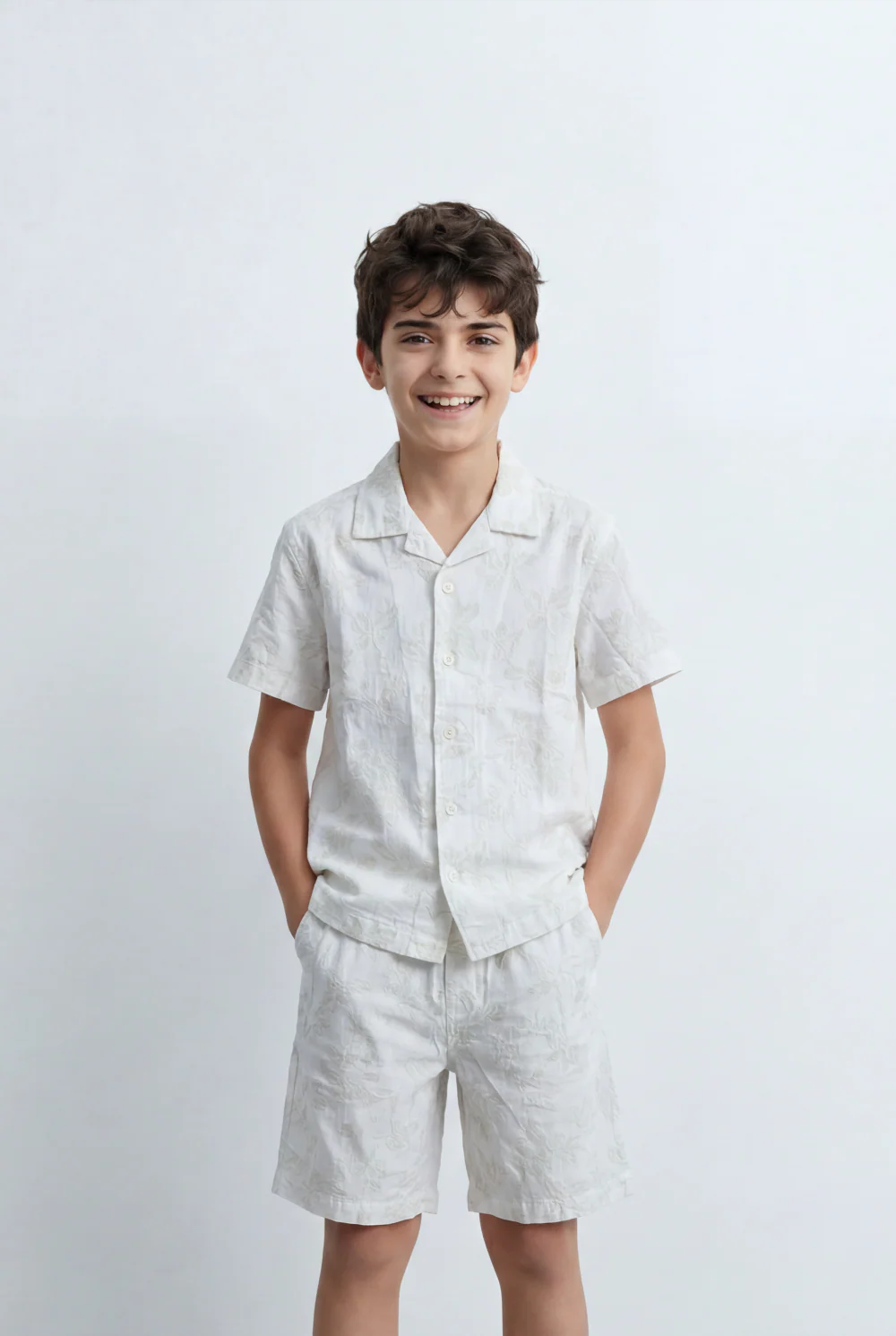Boy’s Tomato Store Matching Resort Set Coordinated Short Sleeve Finished Tonal Tropical Print Outfit - Image 7