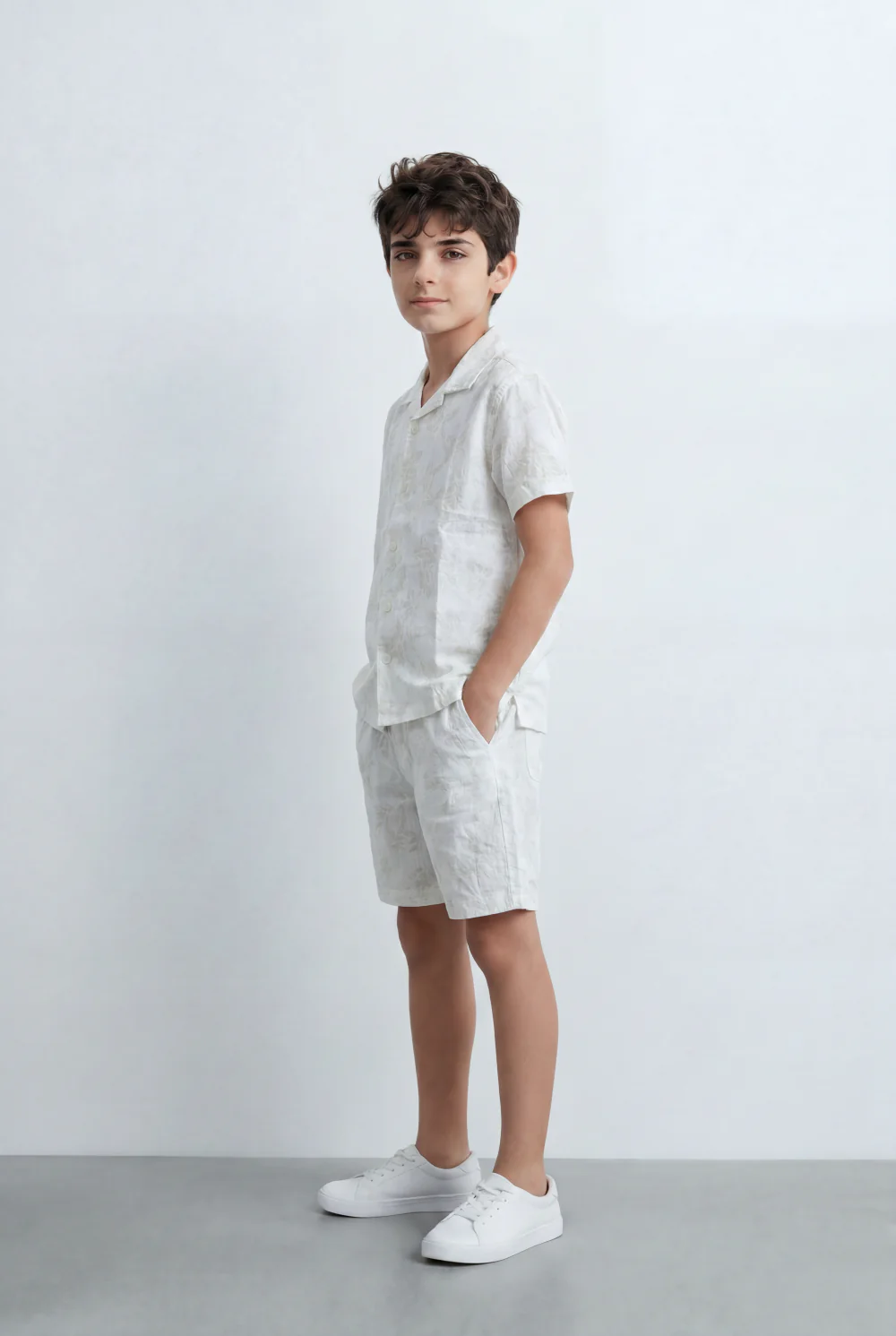 Boy’s Tomato Store Matching Resort Set Coordinated Short Sleeve Finished Tonal Tropical Print Outfit - Image 8