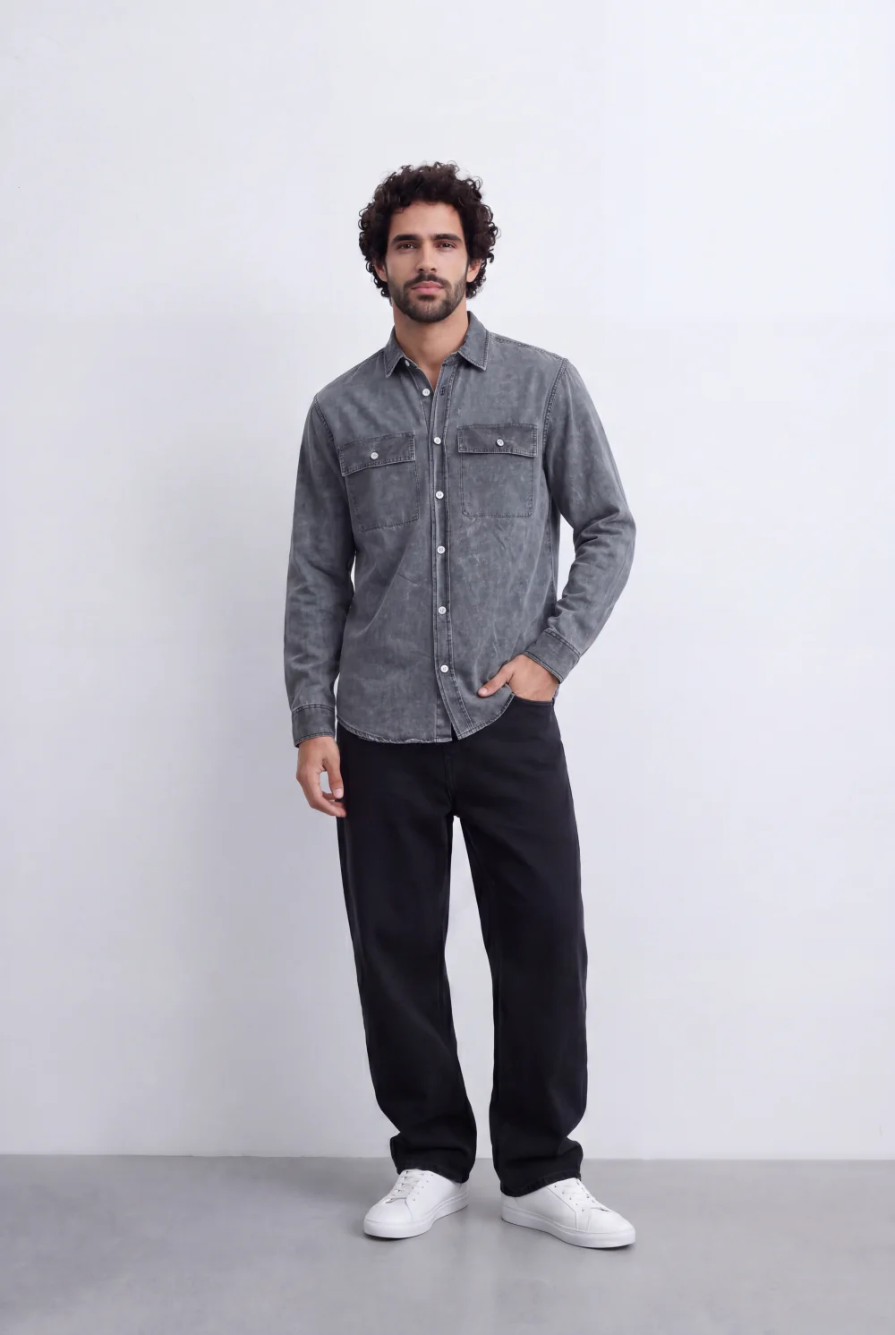 Men’s Tomato Store Mineral Wash Utility Shirt Dual Flap Pocket Design Faded Vintage Surface Snap Button - Image 11