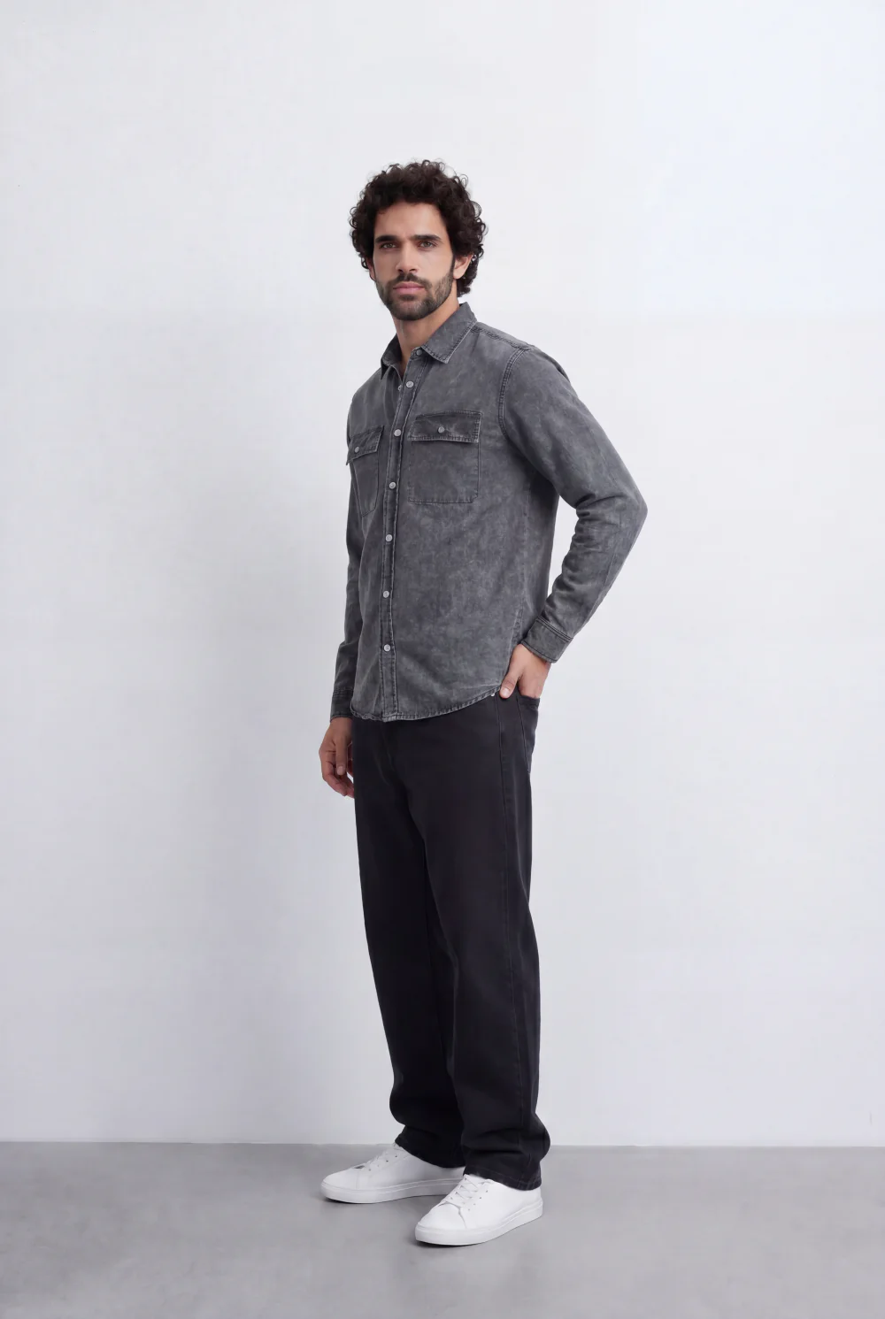 Men’s Tomato Store Mineral Wash Utility Shirt Dual Flap Pocket Design Faded Vintage Surface Snap Button - Image 12