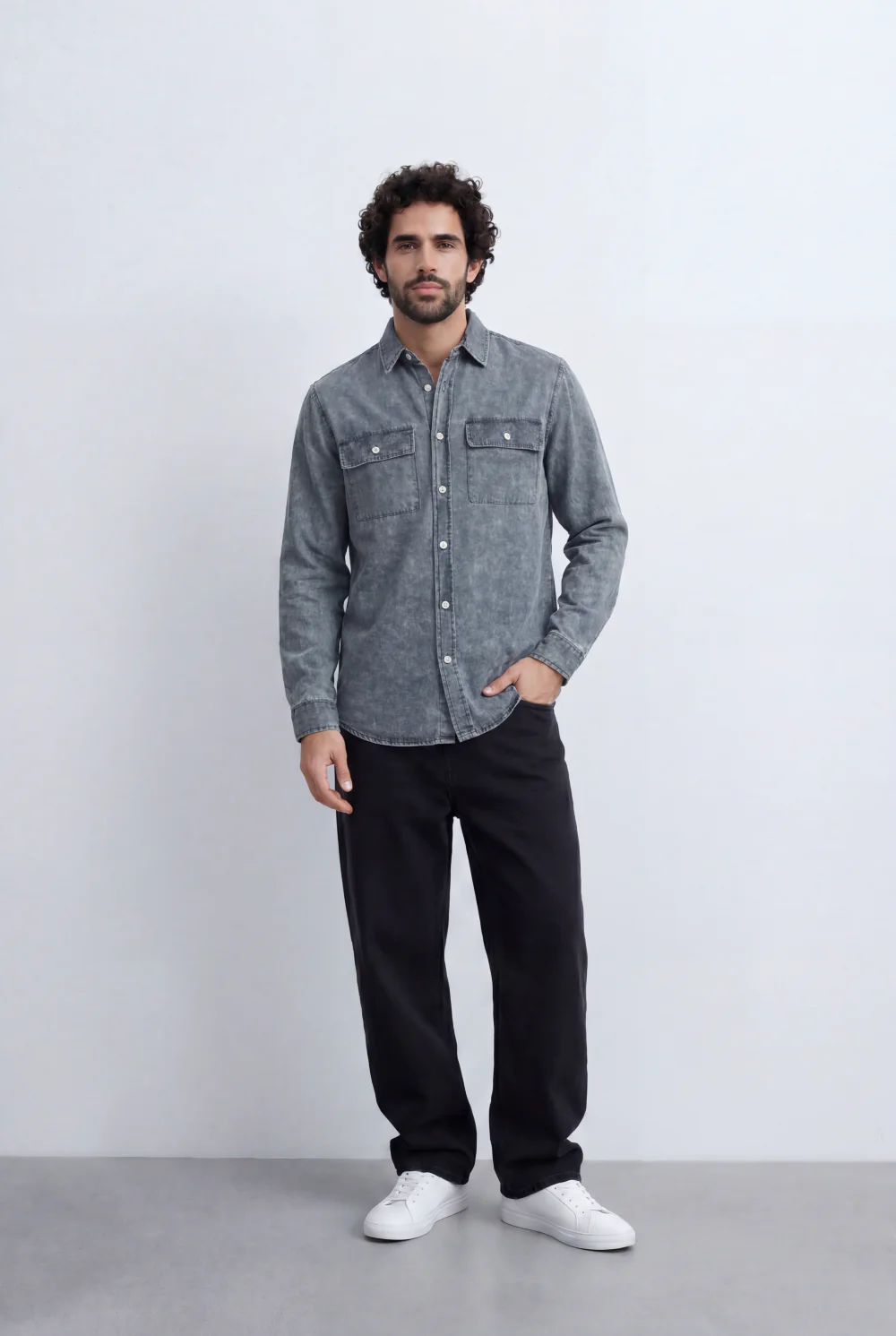 Men’s Tomato Store Mineral Wash Utility Shirt Dual Flap Pocket Design Faded Vintage Surface Snap Button - Image 19