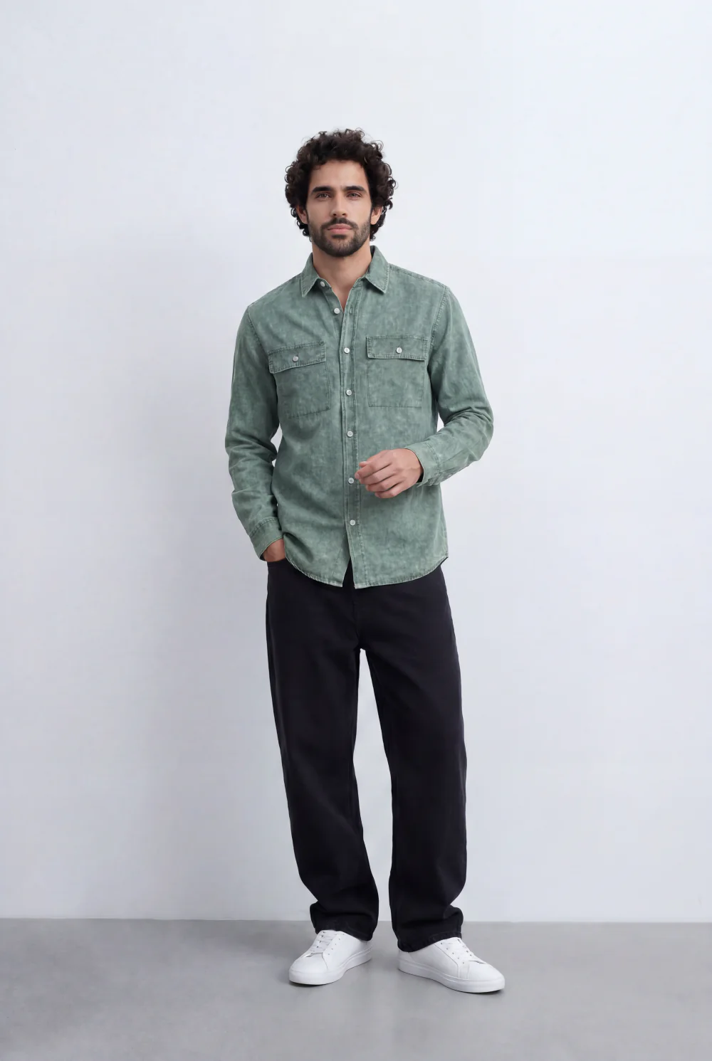 Men’s Tomato Store Mineral Wash Utility Shirt Dual Flap Pocket Design Faded Vintage Surface Snap Button - Image 23