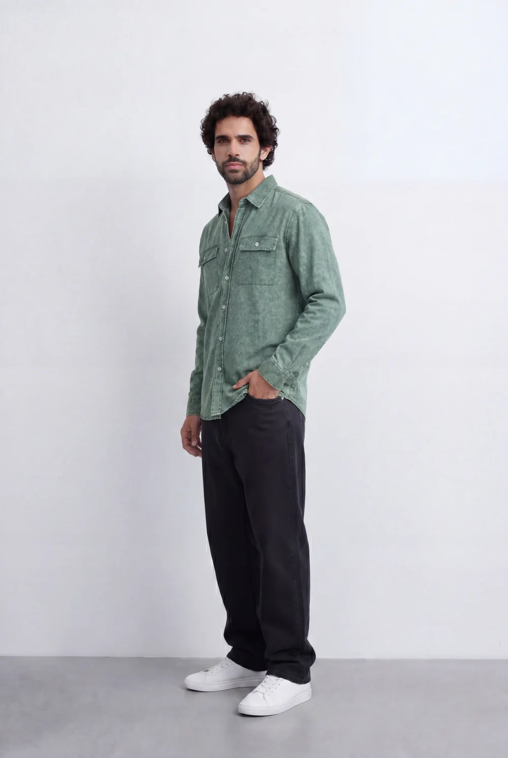 Men’s Tomato Store Mineral Wash Utility Shirt Dual Flap Pocket Design Faded Vintage Surface Snap Button - Image 24