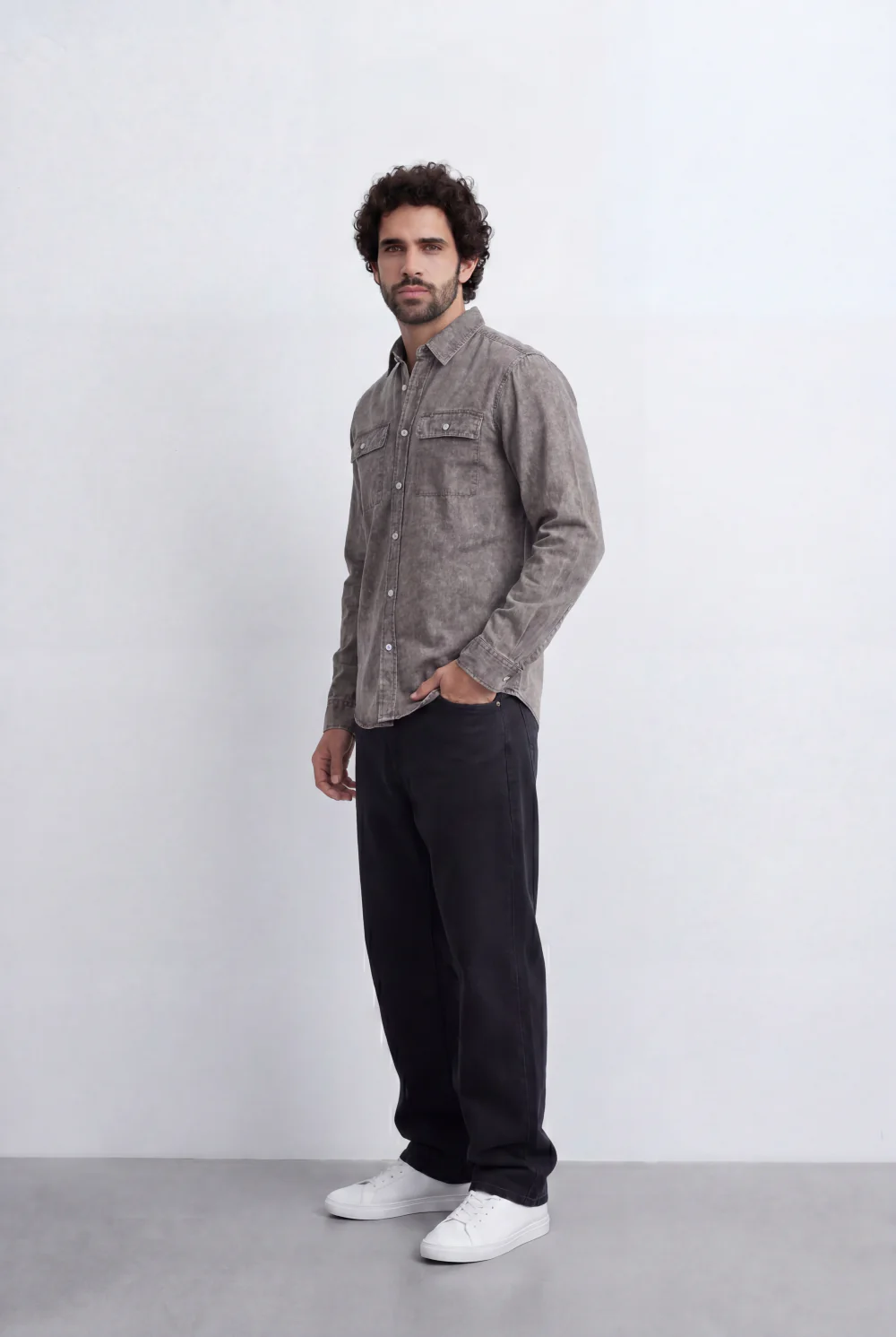 Men’s Tomato Store Mineral Wash Utility Shirt Dual Flap Pocket Design Faded Vintage Surface Snap Button - Image 8