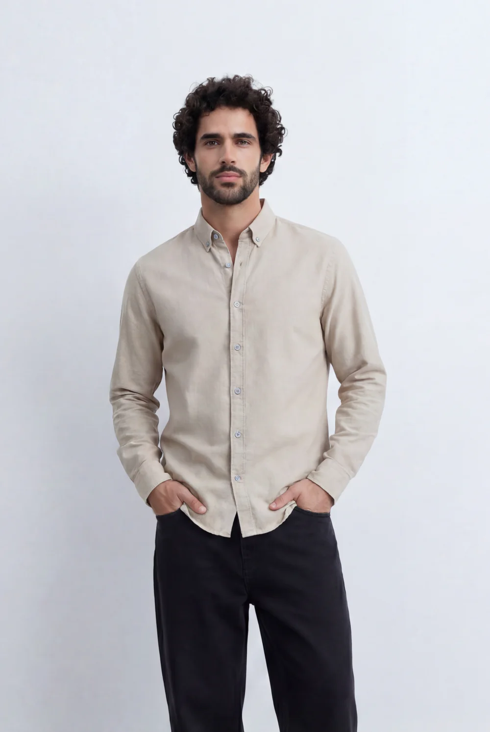 Men’s Tomato Store Minimal Button Down Shirt Soft Touch Fabric Slim Fit Tailored