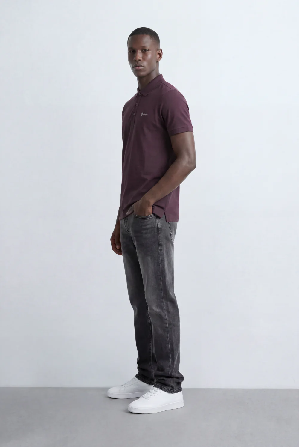 Men’s Tomato Store Minimal Logo Polo Subtle Chest Branding Clean Three Button Placket T-Shirt - Image 15