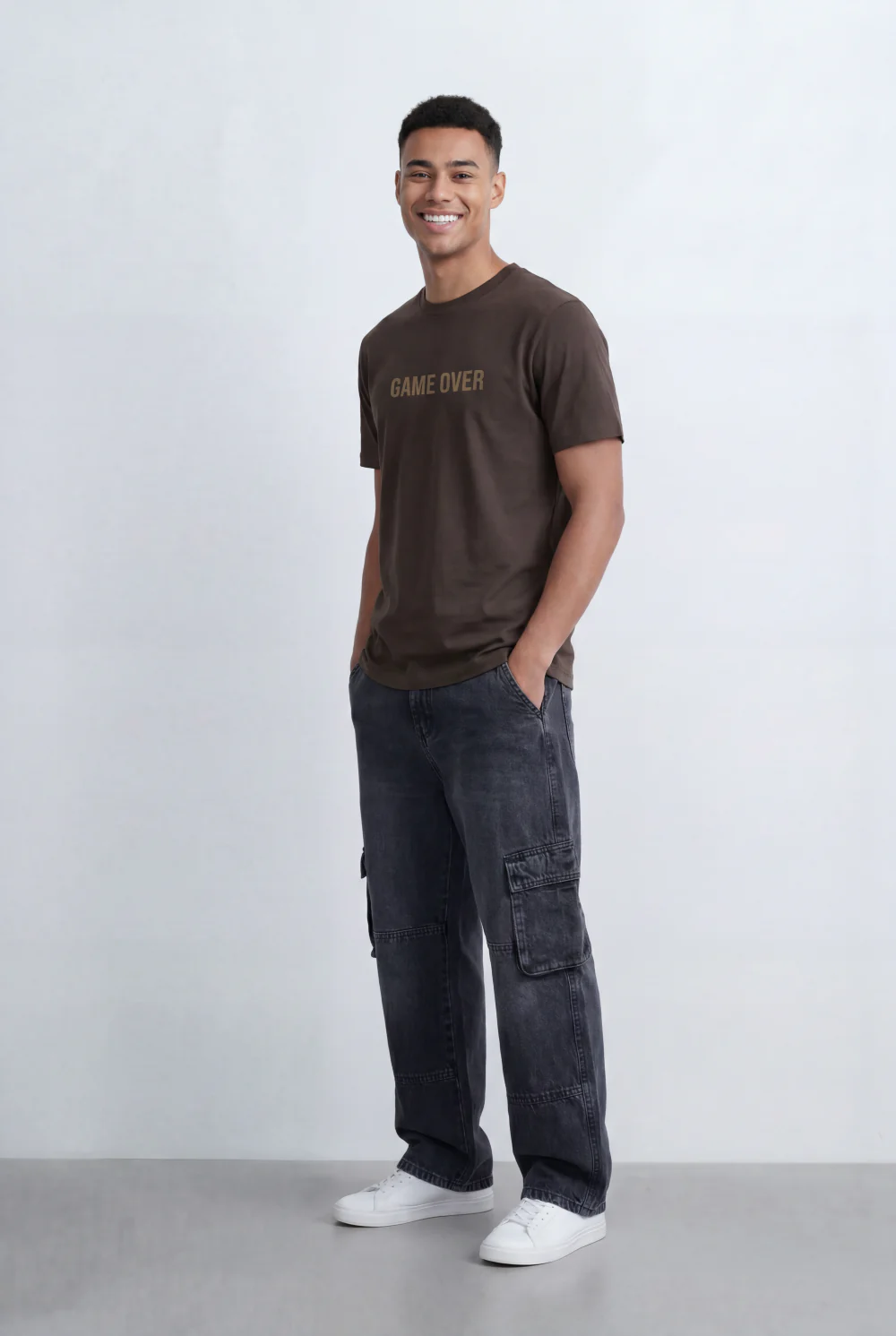 Men’s Tomato Store Minimal Statement T-Shirt Raised Game Over Typography Detail - Image 11