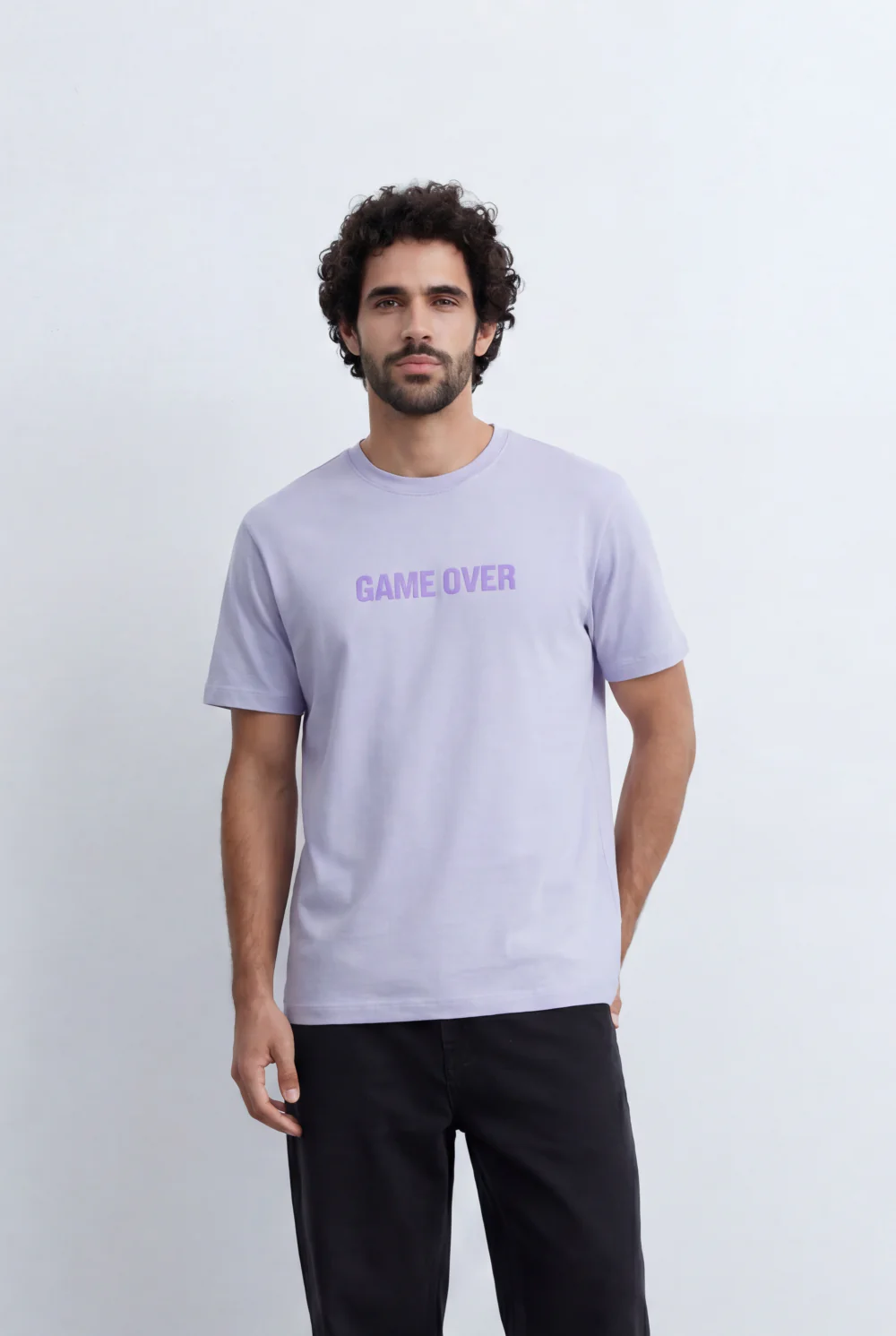 Men’s Tomato Store Minimal Statement T-Shirt Raised Game Over Typography Detail - Image 5