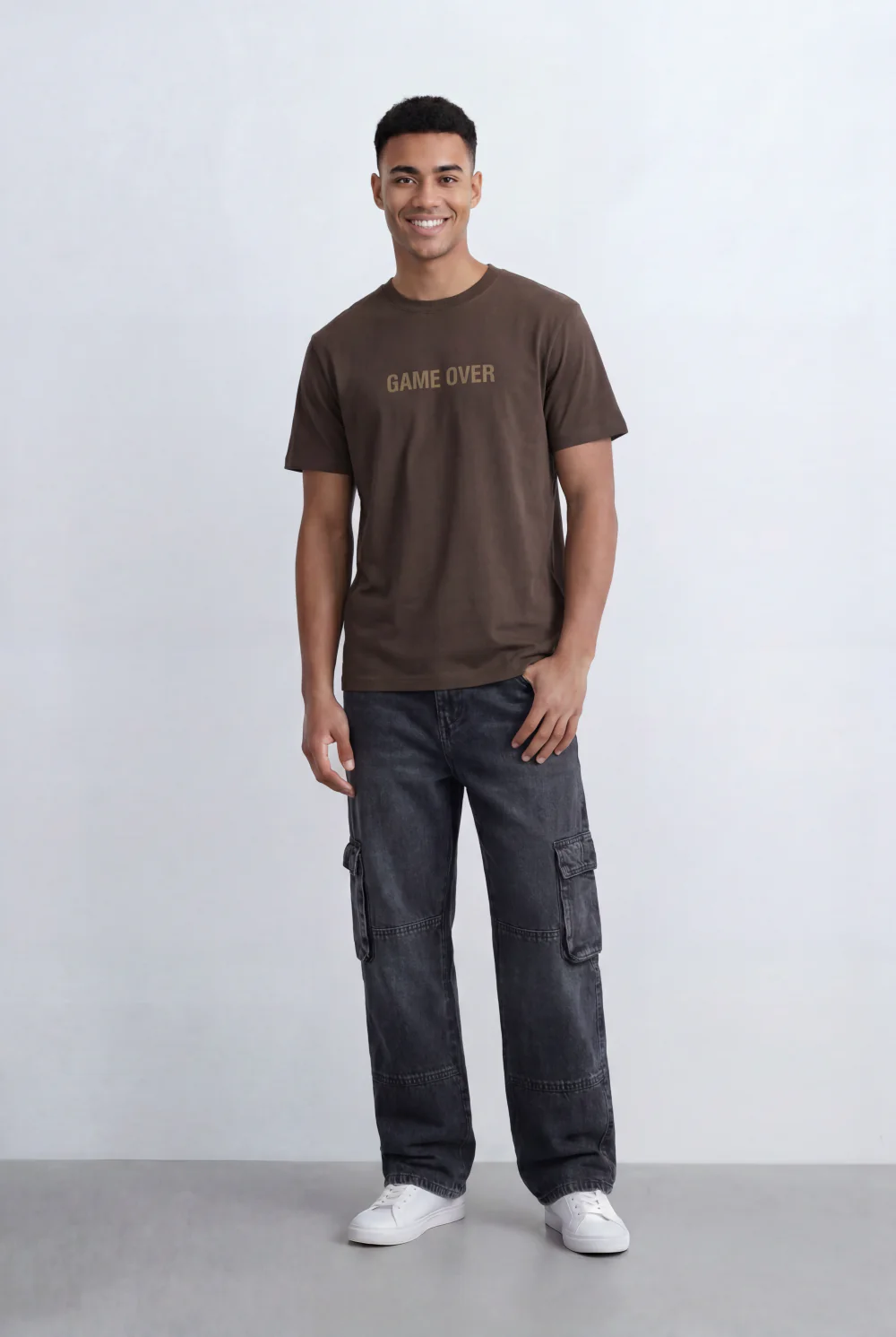 Men’s Tomato Store Minimal Statement T-Shirt Raised Game Over Typography Detail - Image 9