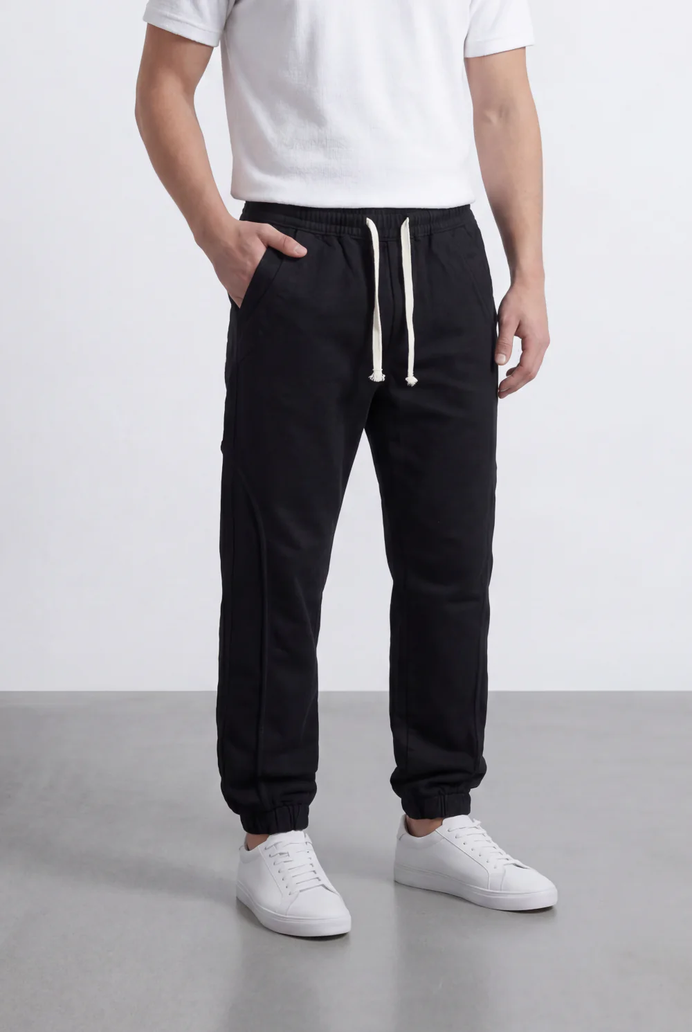 Men’s Tomato Store Modern Sarouel Jogger Elastic Drawstring Waist Streamlined Panel Seam Detail