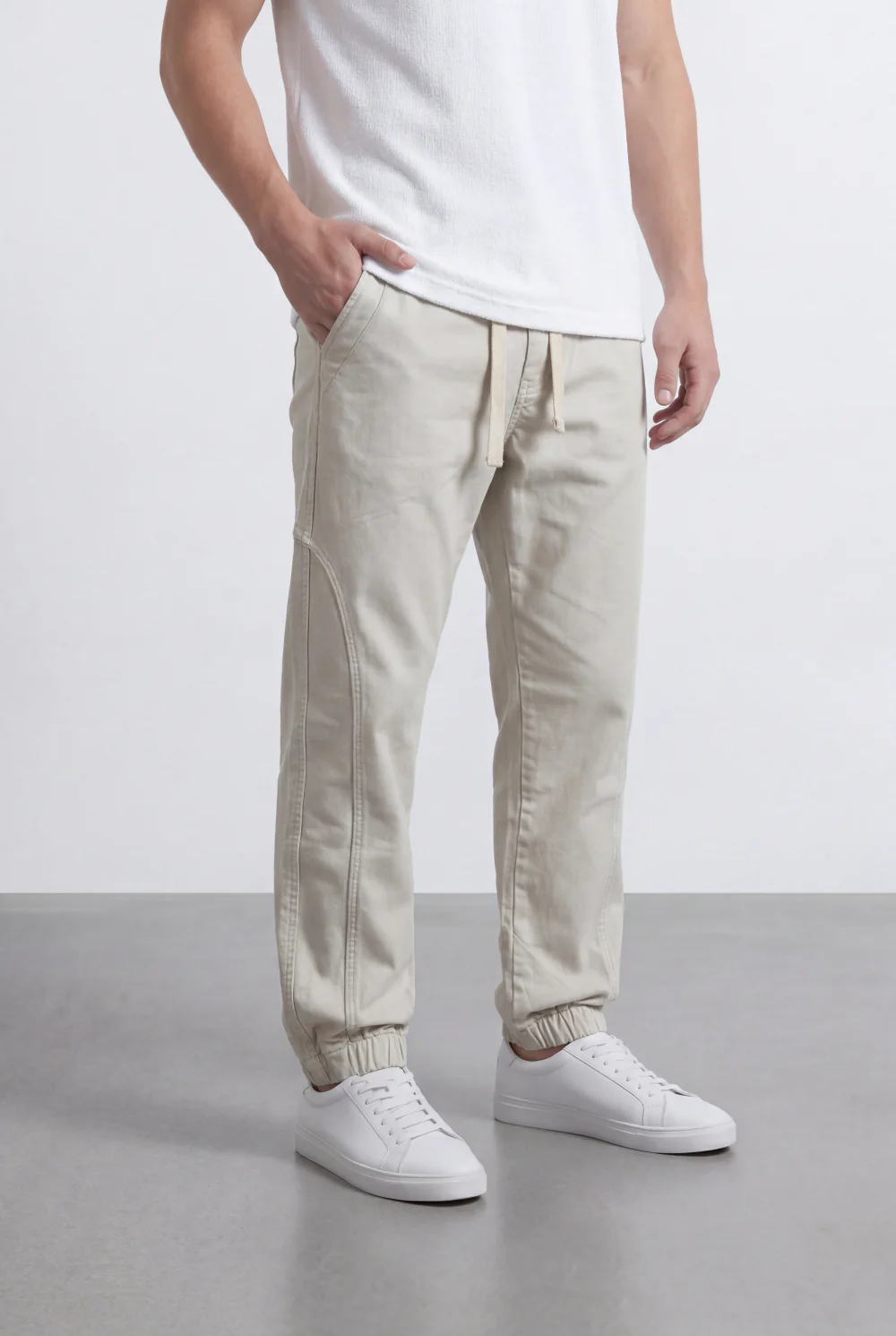 Men’s Tomato Store Modern Sarouel Jogger Elastic Drawstring Waist Streamlined Panel Seam Detail - Image 12