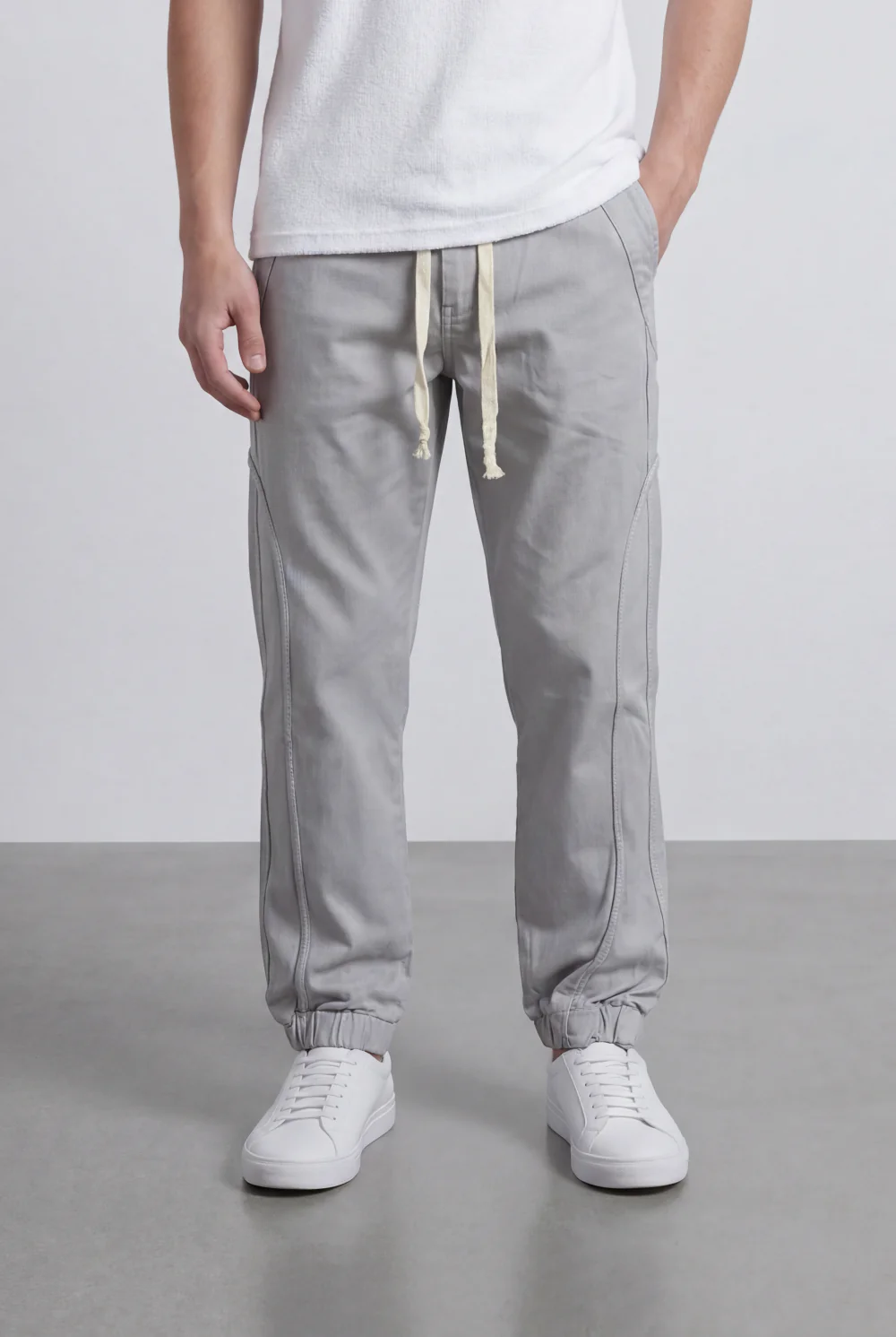 Men’s Tomato Store Modern Sarouel Jogger Elastic Drawstring Waist Streamlined Panel Seam Detail - Image 13