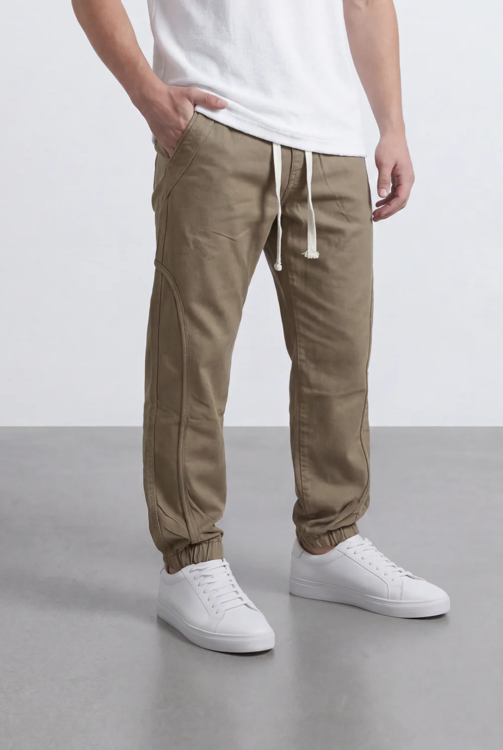 Men’s Tomato Store Modern Sarouel Jogger Elastic Drawstring Waist Streamlined Panel Seam Detail - Image 24