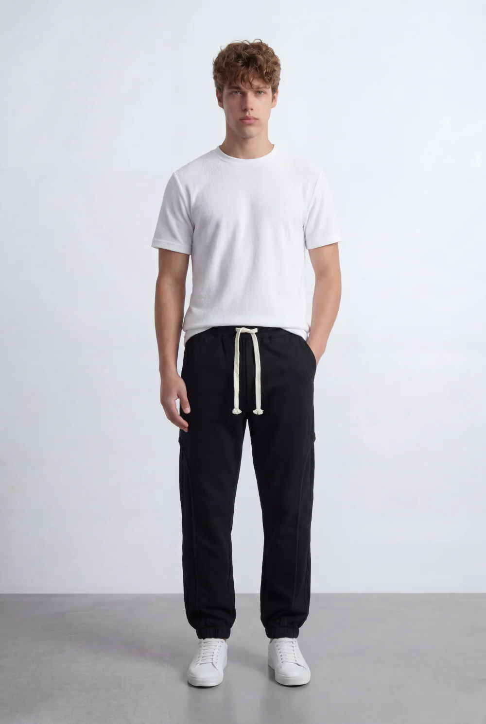 Men’s Tomato Store Modern Sarouel Jogger Elastic Drawstring Waist Streamlined Panel Seam Detail - Image 3