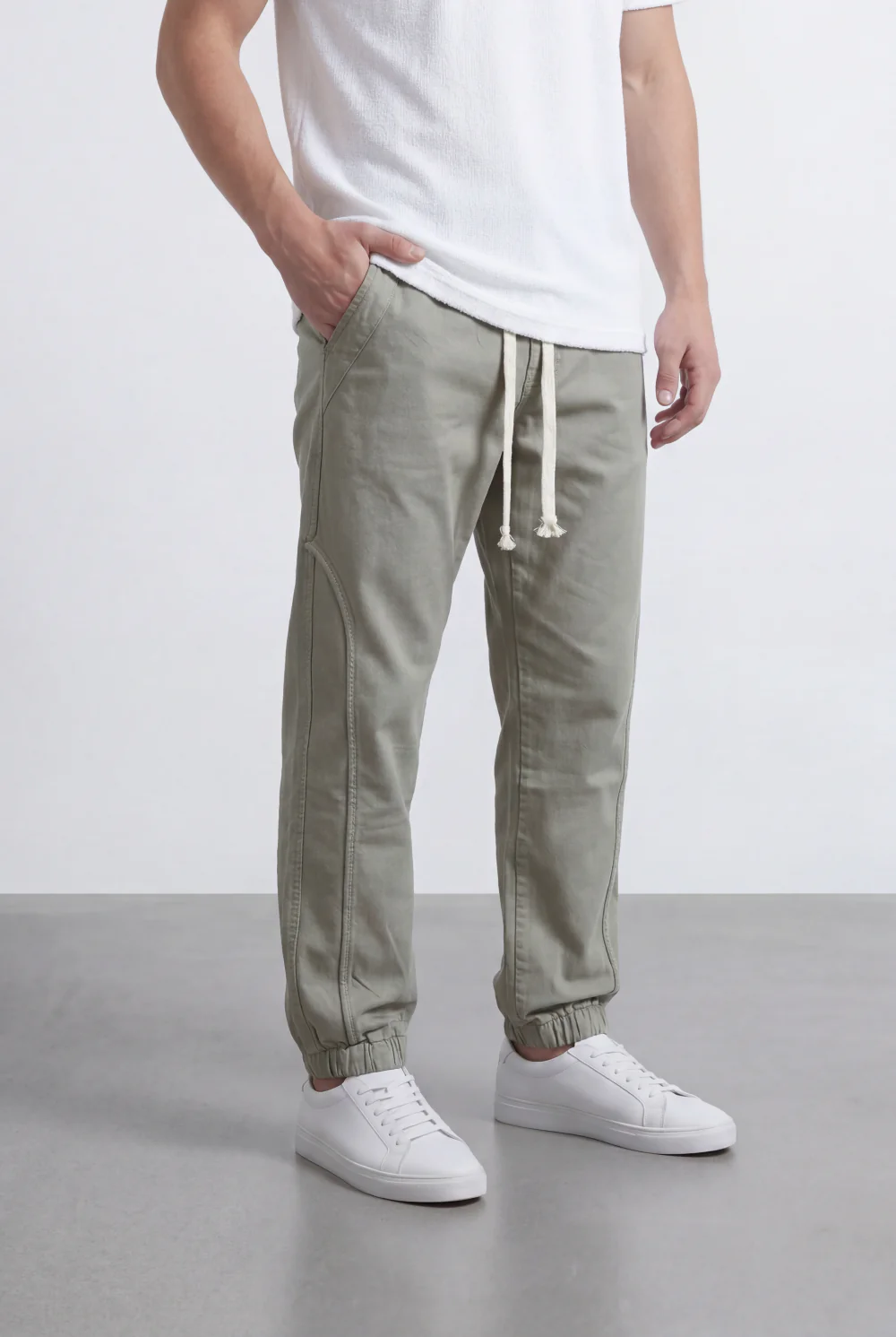 Men’s Tomato Store Modern Sarouel Jogger Elastic Drawstring Waist Streamlined Panel Seam Detail - Image 8