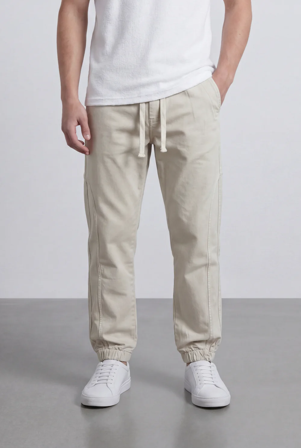 Men’s Tomato Store Modern Sarouel Jogger Elastic Drawstring Waist Streamlined Panel Seam Detail - Image 9