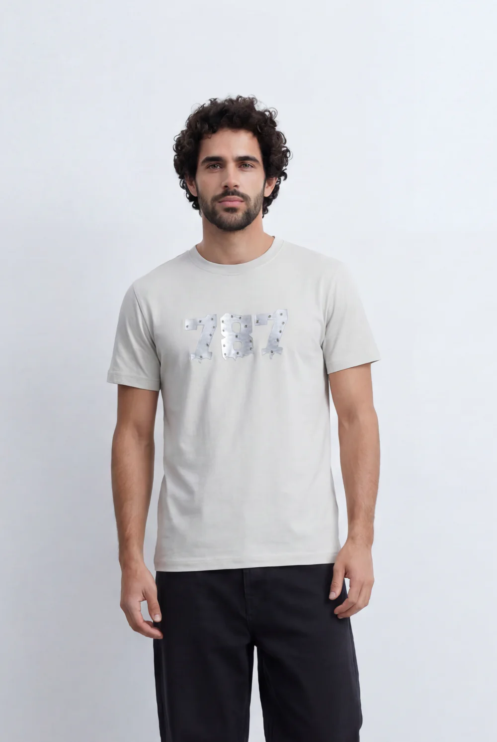 Men’s Tomato Store Numeric Graphic T-Shirt Raised Number Front Artwork Textured Patch Detail - Image 5