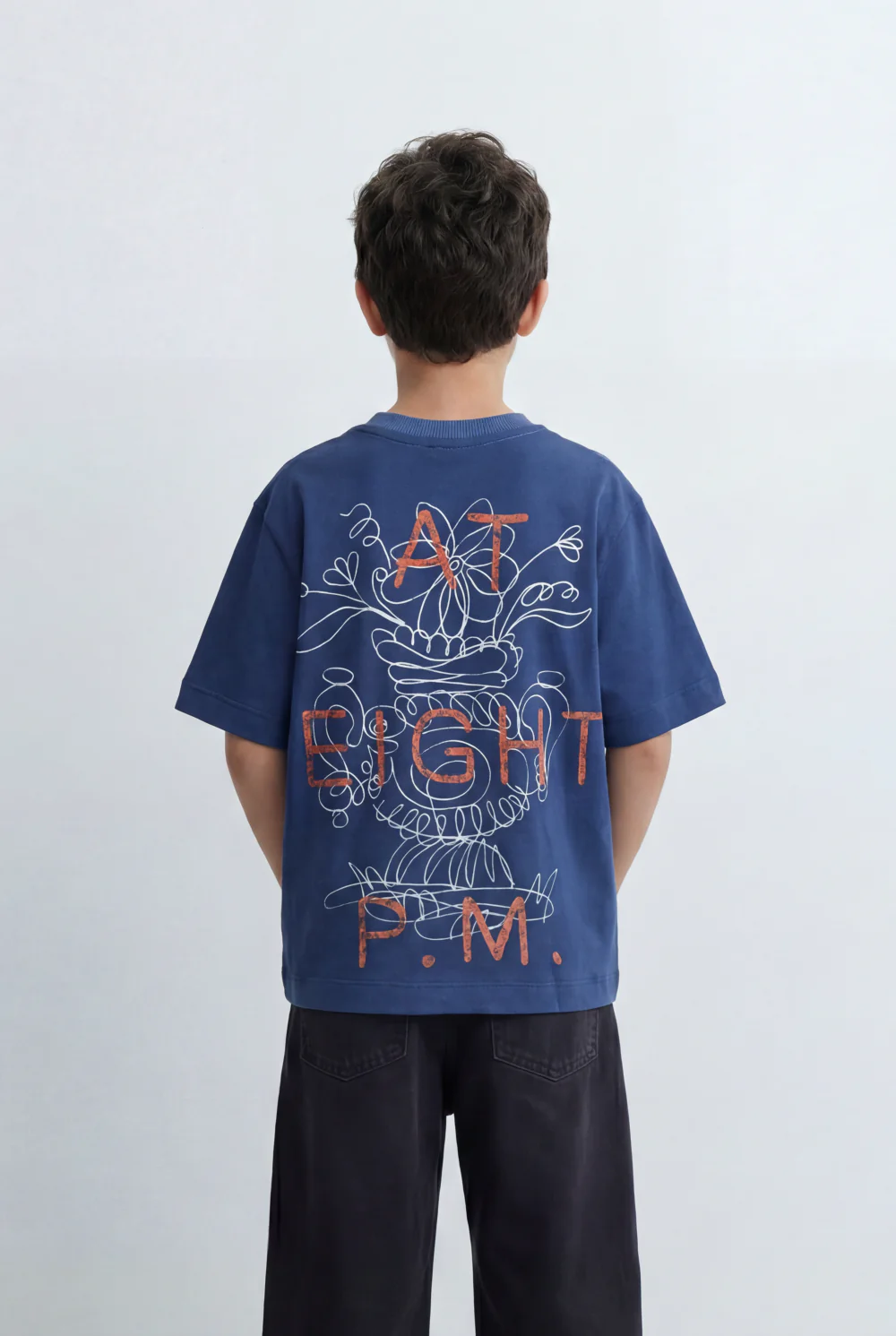 Boy’s Tomato Store Oversized T-Shirt Large Back Graphic Print, Hand Drawn Typography - Image 2