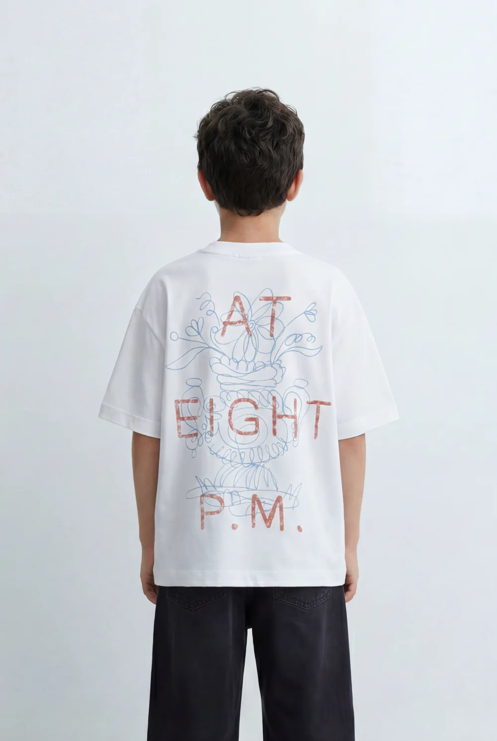 Boy’s Tomato Store Oversized T-Shirt Large Back Graphic Print, Hand Drawn Typography - Image 6