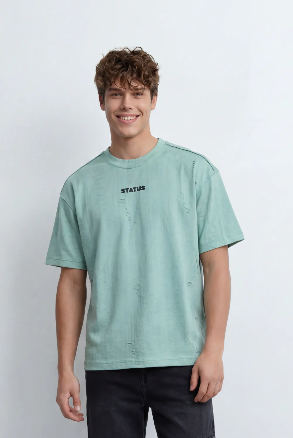 Men’s Tomato Store Oversized T-Shirt Textured Finish Minimal Chest Print