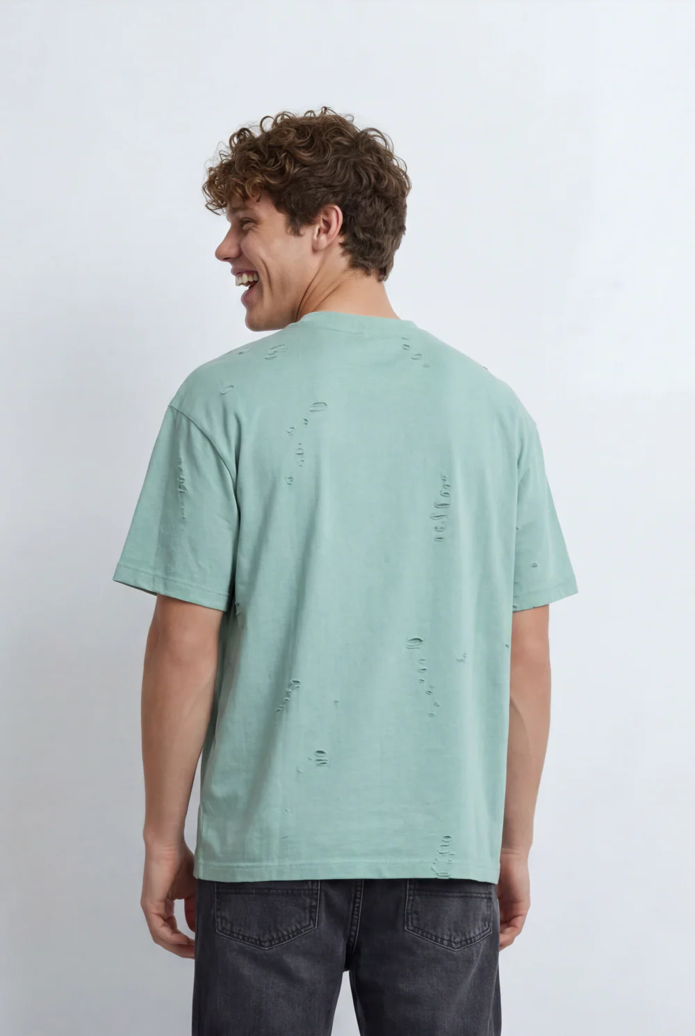 Men’s Tomato Store Oversized T-Shirt Textured Finish Minimal Chest Print - Image 2