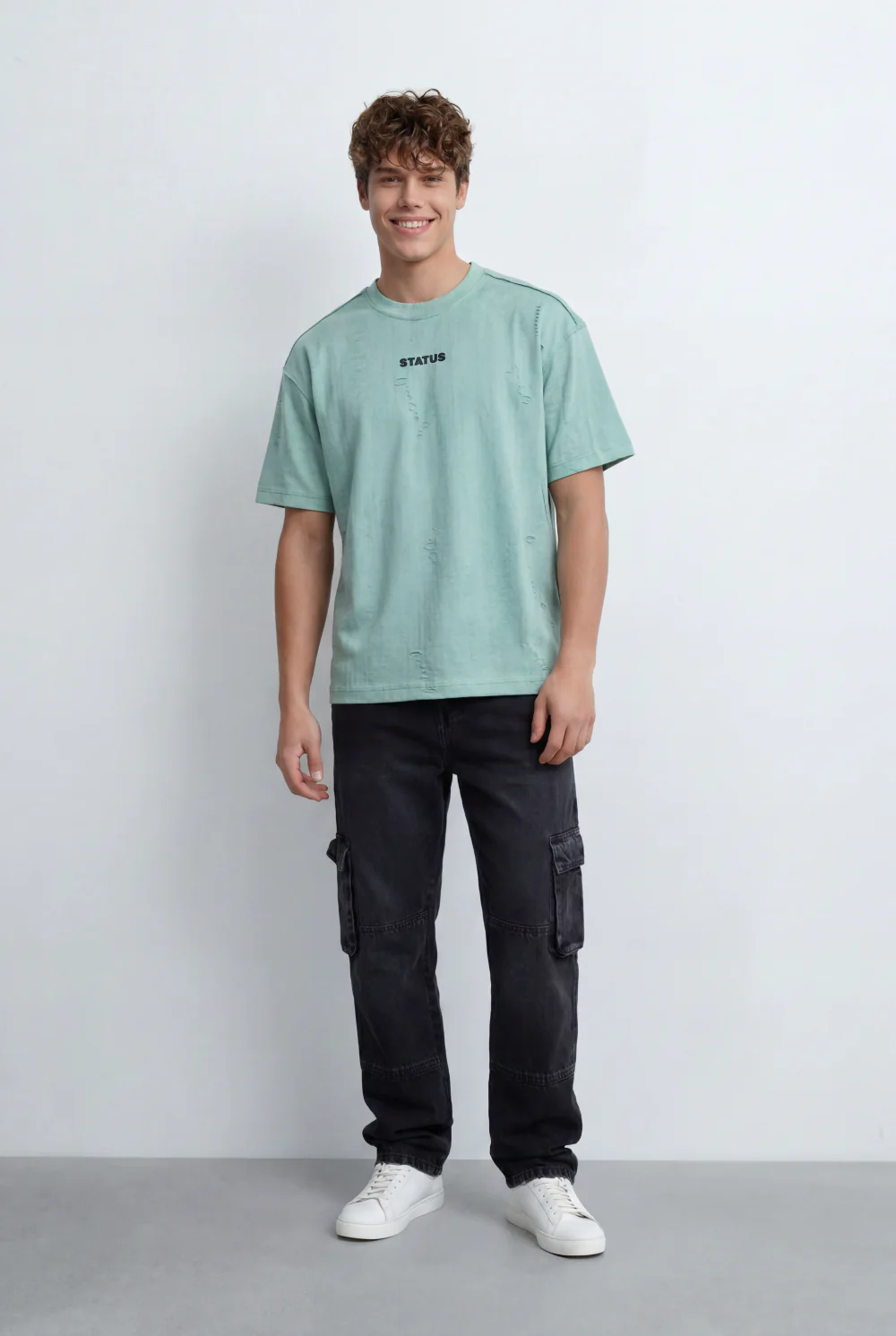 Men’s Tomato Store Oversized T-Shirt Textured Finish Minimal Chest Print - Image 3